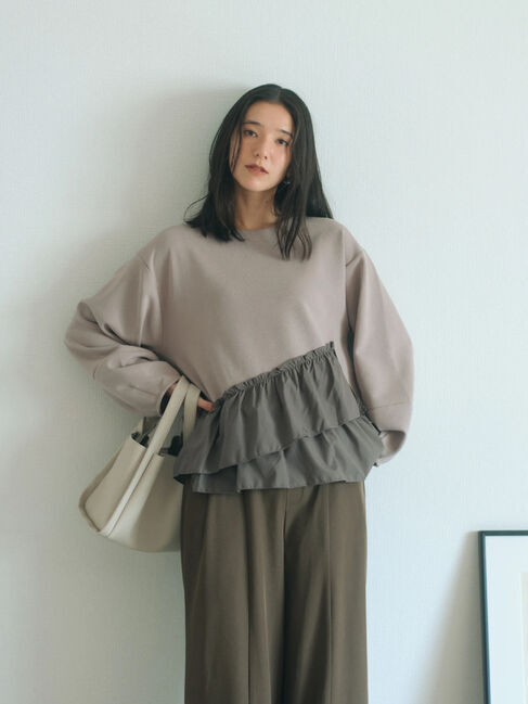 Samansa Mos2 blue「ペプラムドッキングプルオーバー」|Tシャツ・カットソー|