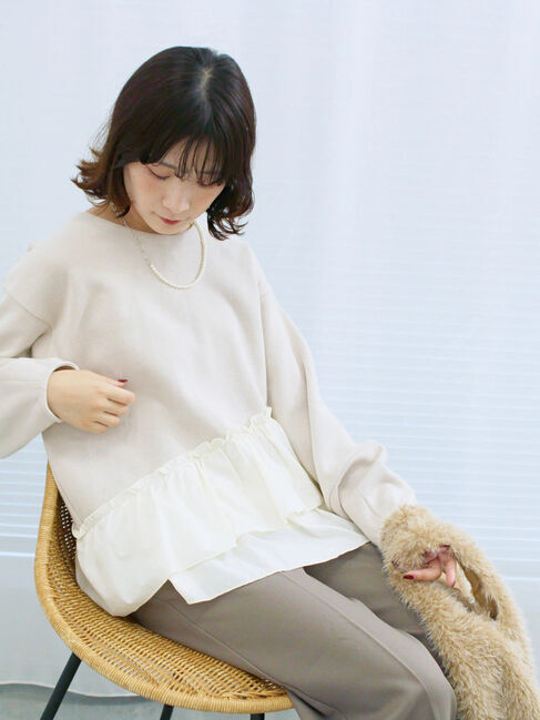 Samansa Mos2 blue「ペプラムドッキングプルオーバー」|Tシャツ・カットソー|