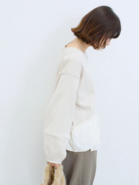 Samansa Mos2 blue「ペプラムドッキングプルオーバー」|Tシャツ・カットソー|