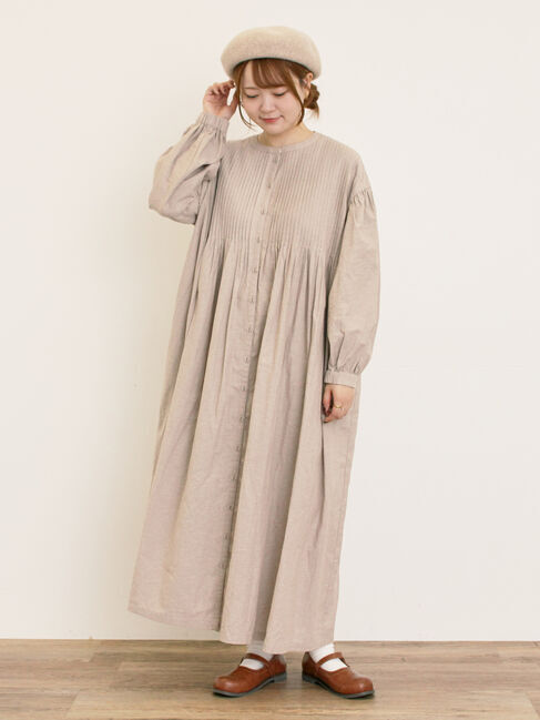 Samansa Mos2「【S/Mサイズ】綿麻/デニムピンタックワンピース」|ワンピース|