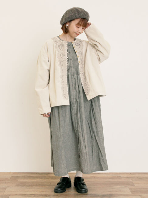 Samansa Mos2「【S/Mサイズ】綿麻/デニムピンタックワンピース」|ワンピース|