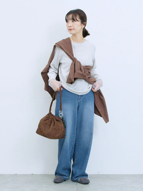 Samansa Mos2 blue「◎マットサテンタックシャツ」|シャツ・ブラウス|