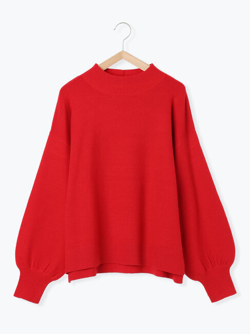 Samansa Mos2 blue「【Hug knit】袖ボリュームハイネックプルオーバー」|ニット・セーター|