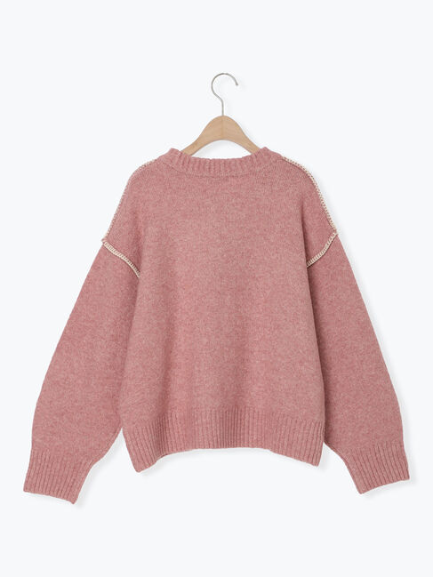 Samansa Mos2「かがりステッチZIPニットカーディガン」|カーディガン|