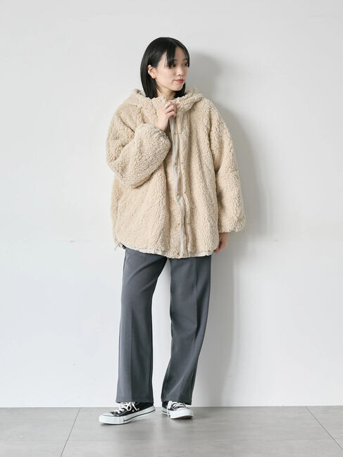 Samansa Mos2 blue「リバーシブルボアマウンテンパーカー」|ブルゾン・スタジャン|