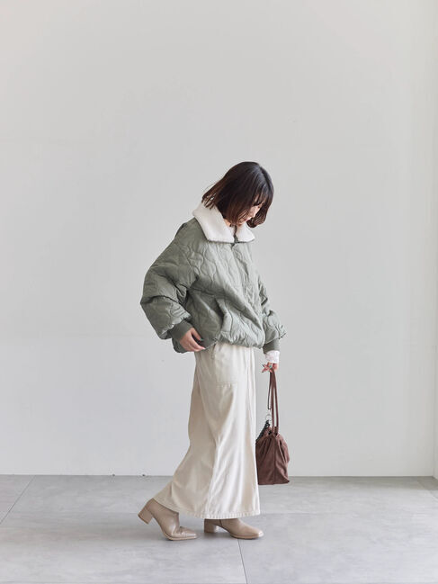 Samansa Mos2 blue「衿ボアキルトジャケット」|その他|