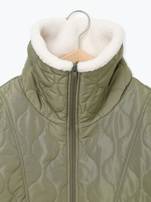 Samansa Mos2 blue「衿ボアキルトジャケット」|その他|