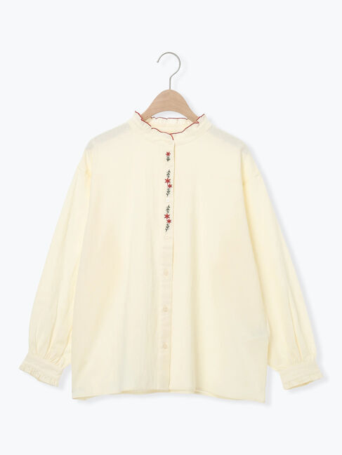 Samansa Mos2「前立て刺繍フリルブラウス」|シャツ・ブラウス|