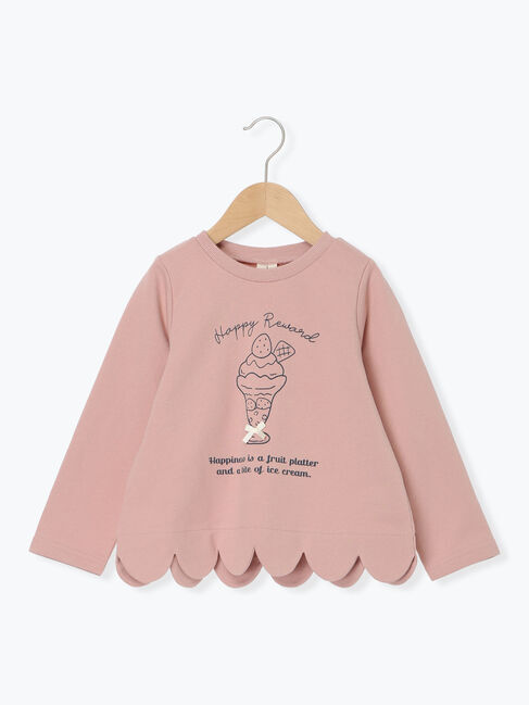 Samansa Mos2 Lagom「◎パフェプリント裾スカラップロンT」|Tシャツ・カットソー|ピンク