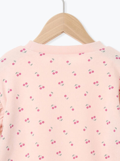 Samansa Mos2 Lagom「チェリー柄肩フリルトレーナー」|Tシャツ・カットソー|