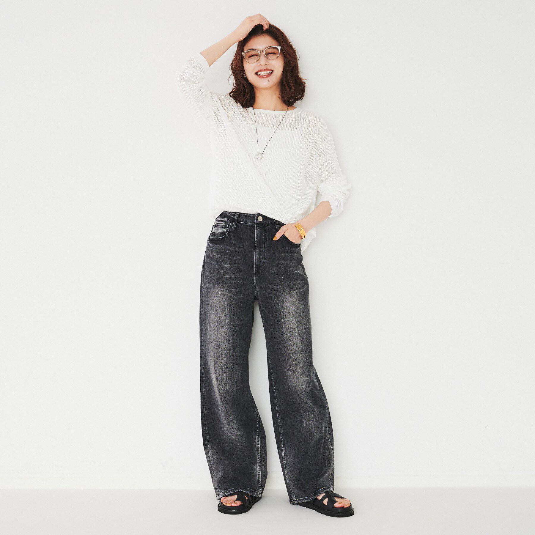 UNTITLED「【ストレッチ/程よい肌見せ】ハイゲージメッシュニット」|ニット・セーター|