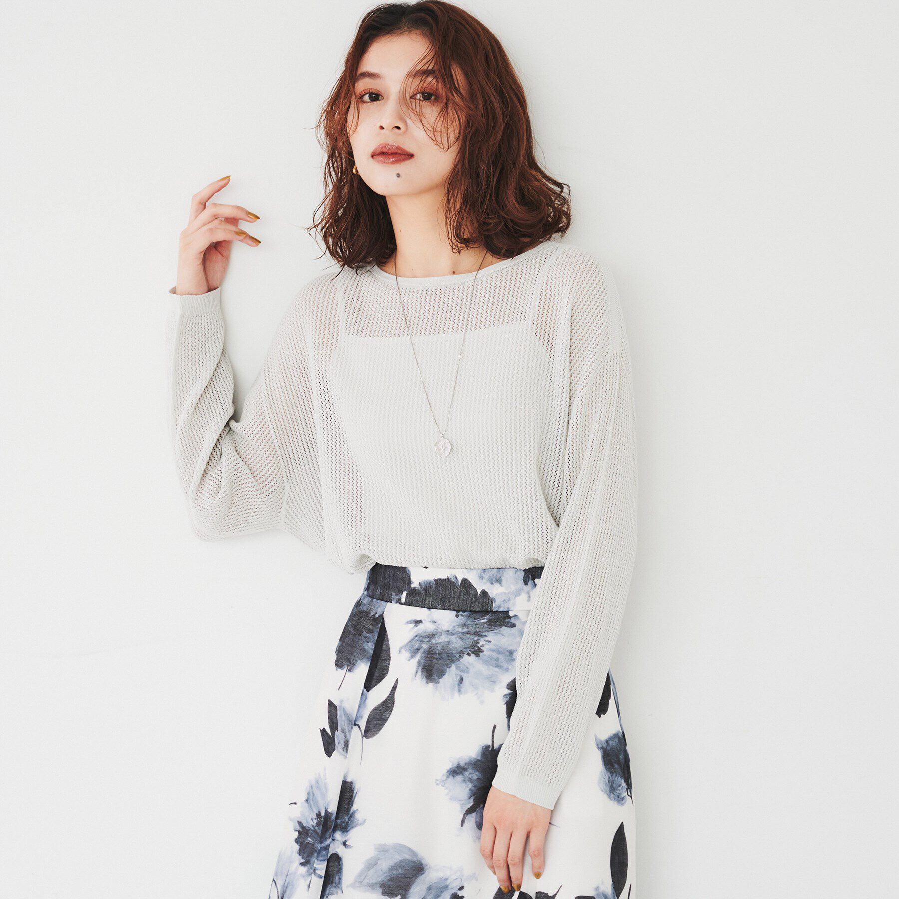 UNTITLED「【ストレッチ/程よい肌見せ】ハイゲージメッシュニット」|ニット・セーター|