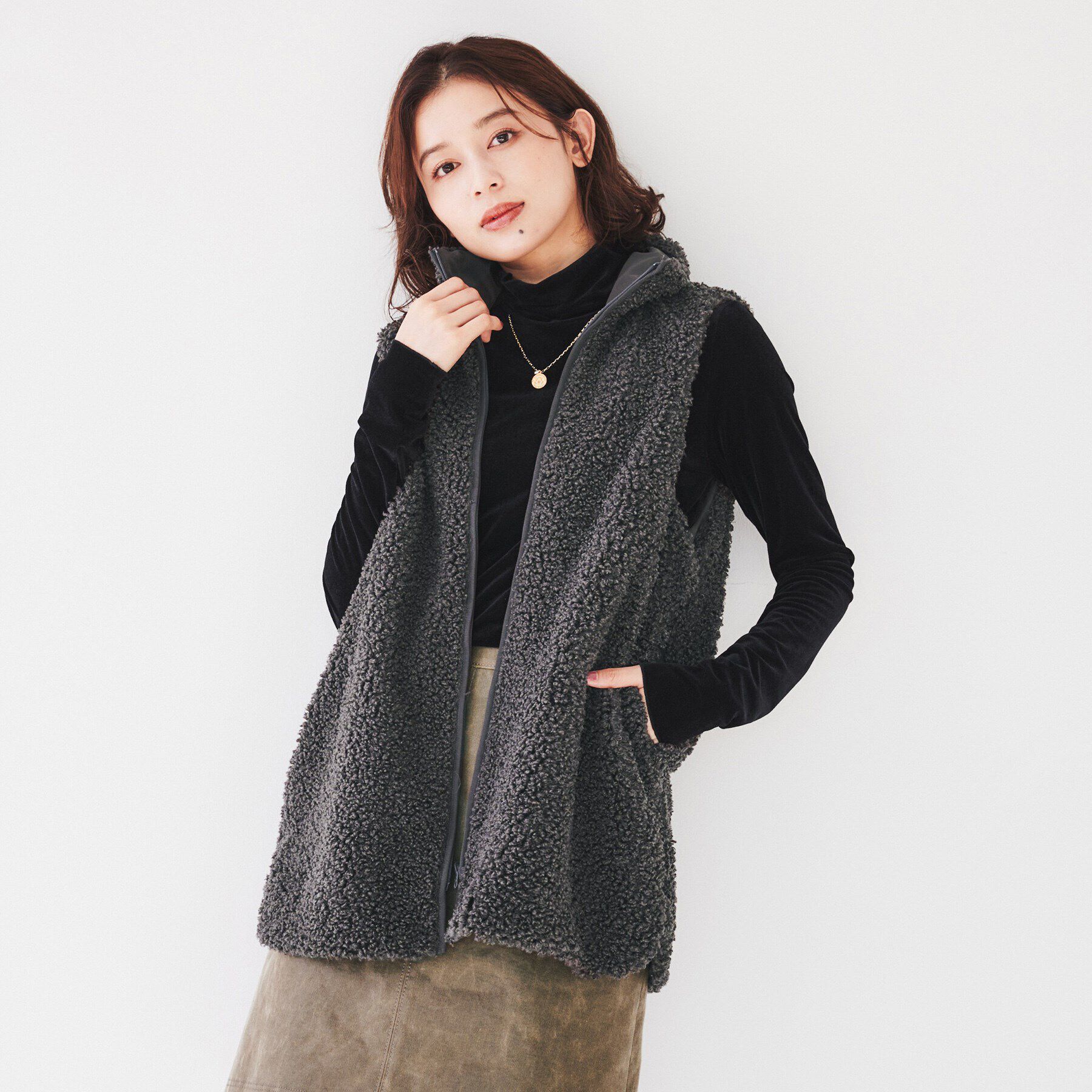 UNTITLED「【フード取り外し可/ロング丈】ボアライナー付きコート」|ミリタリー・モッズコート|