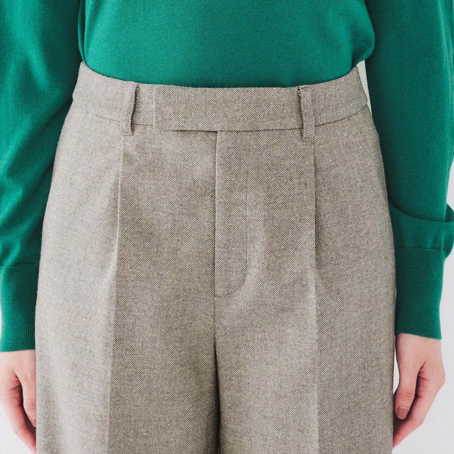 UNTITLED「【日本製/ストレート/センタープレス】ネップへリンボン ワイドパンツ」|その他|