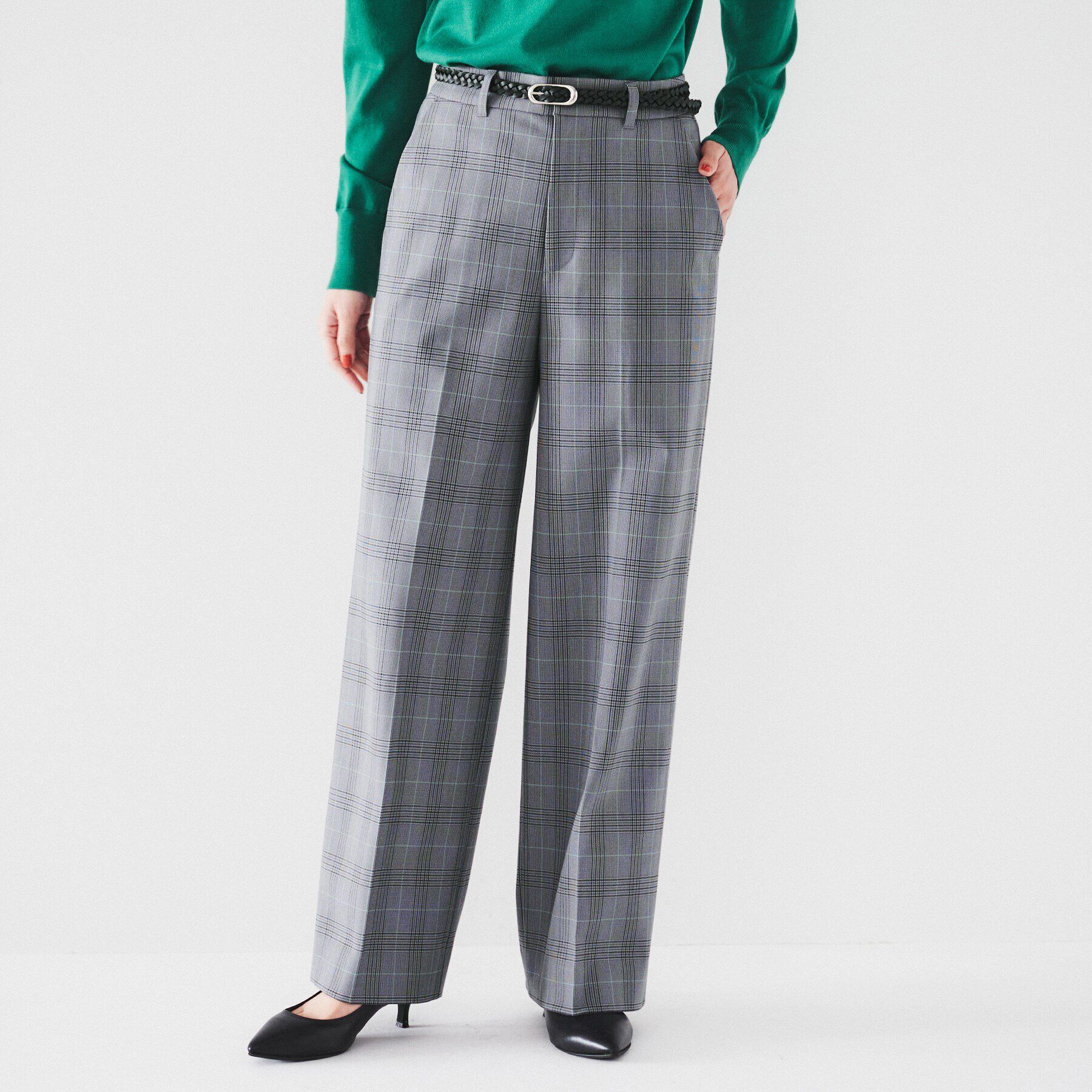 UNTITLED「【裏起毛/後ろウエストゴム/日本製】タックなしフルレングスワイドパンツ」|その他|