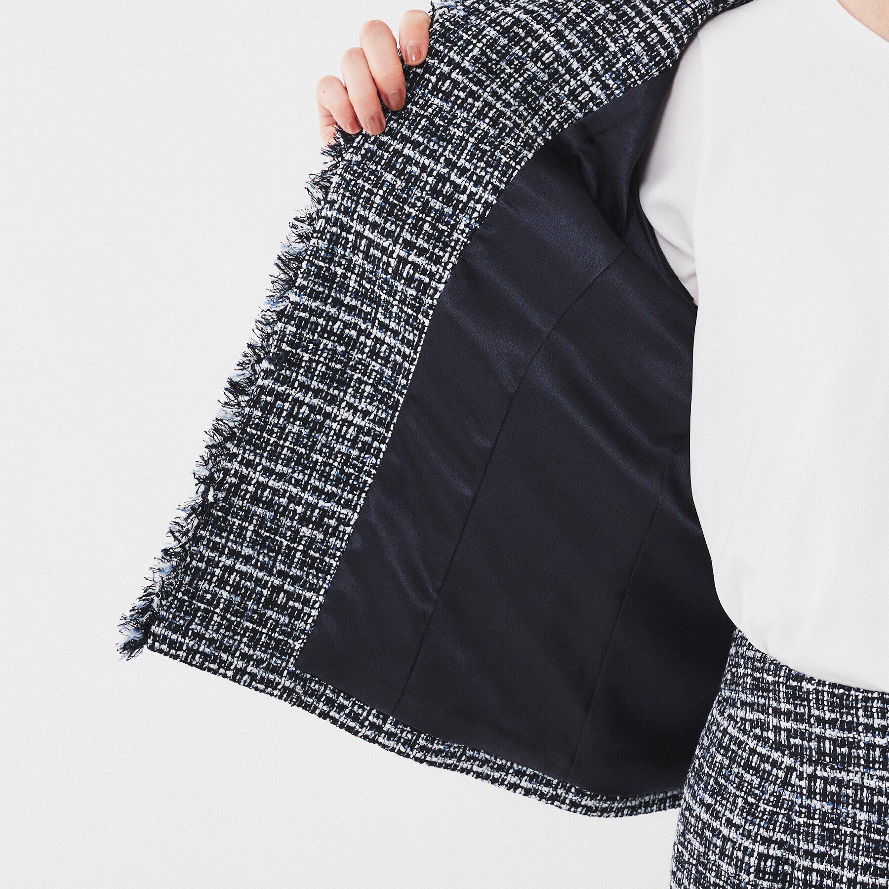 UNTITLED「【入卒/セレモニー/通勤】ラメツイード ノーカラージャケット」|ノーカラージャケット|