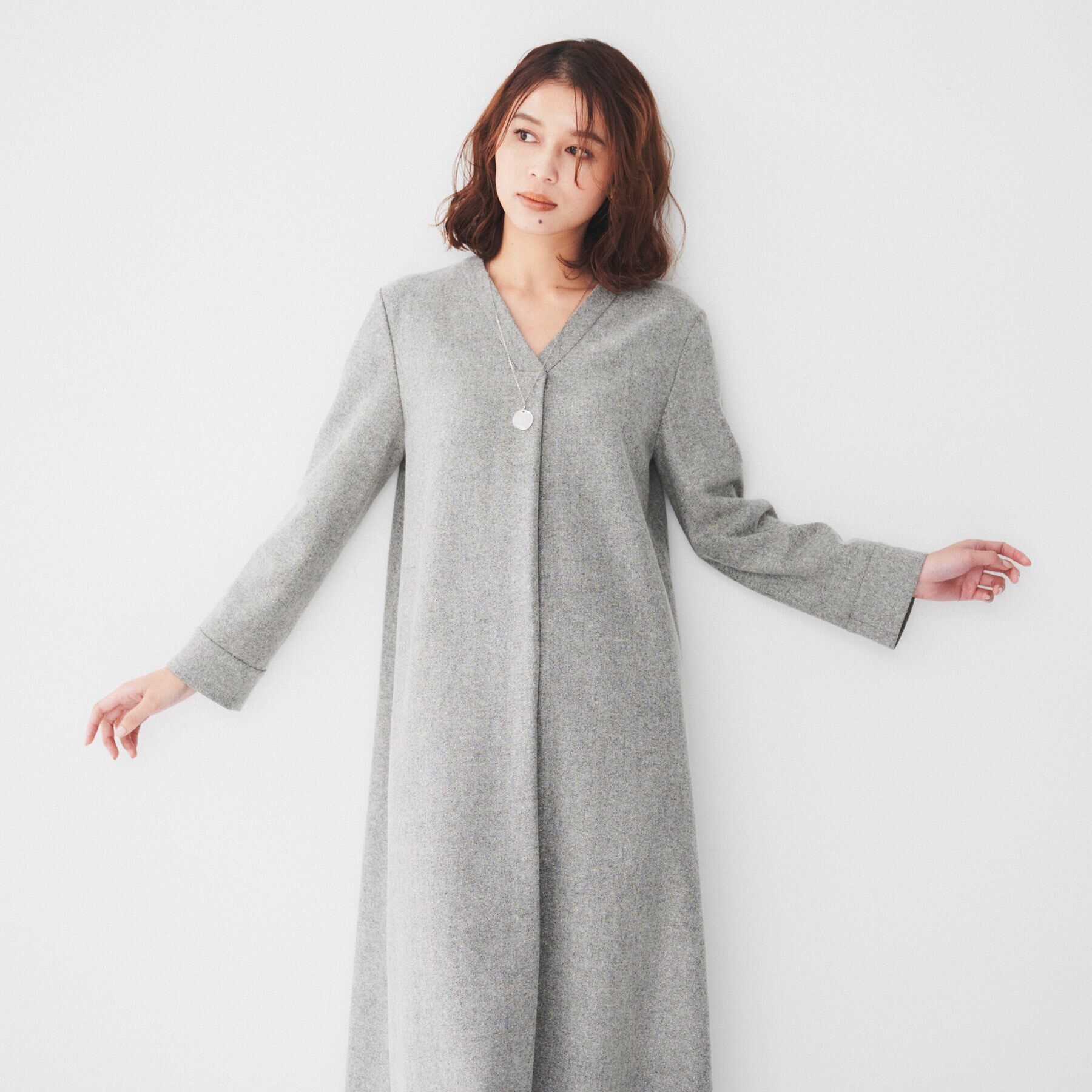 UNTITLED「【ポケット付/きれいめ】ネップツイード Aラインワンピース」|ワンピース|グレー(012)