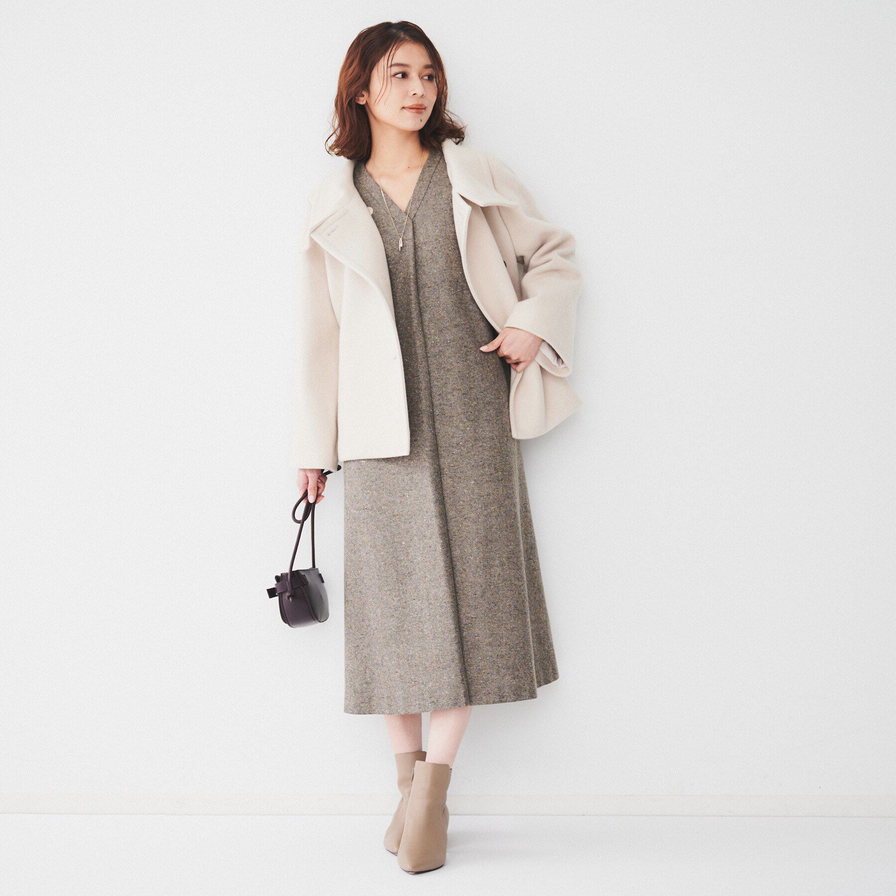 UNTITLED「【ポケット付/きれいめ】ネップツイード Aラインワンピース」|ワンピース|