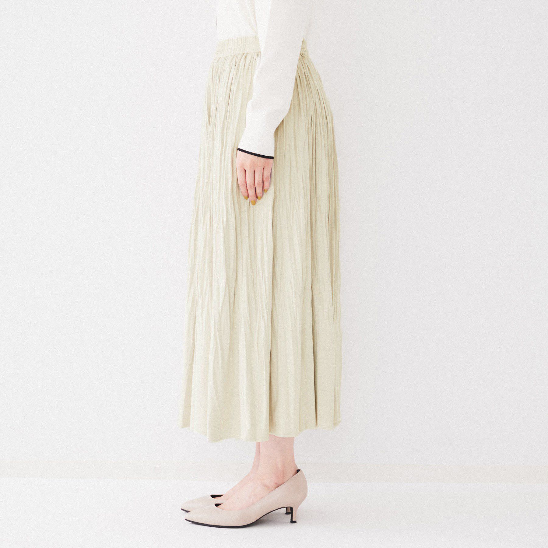 UNTITLED「【洗える/ウエストゴム】スエード調ランダムプリーツスカート」|スカート|