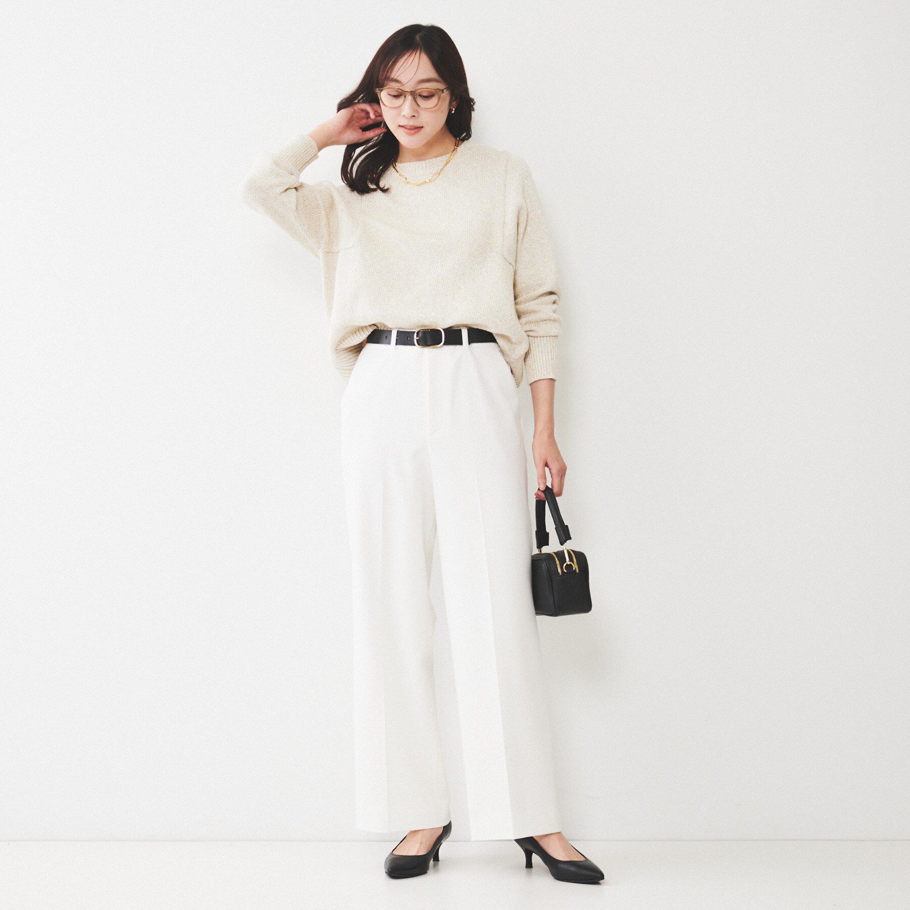 UNTITLED「【ゆったり/洗える】ラメ入りローゲージニット」|ニット・セーター|