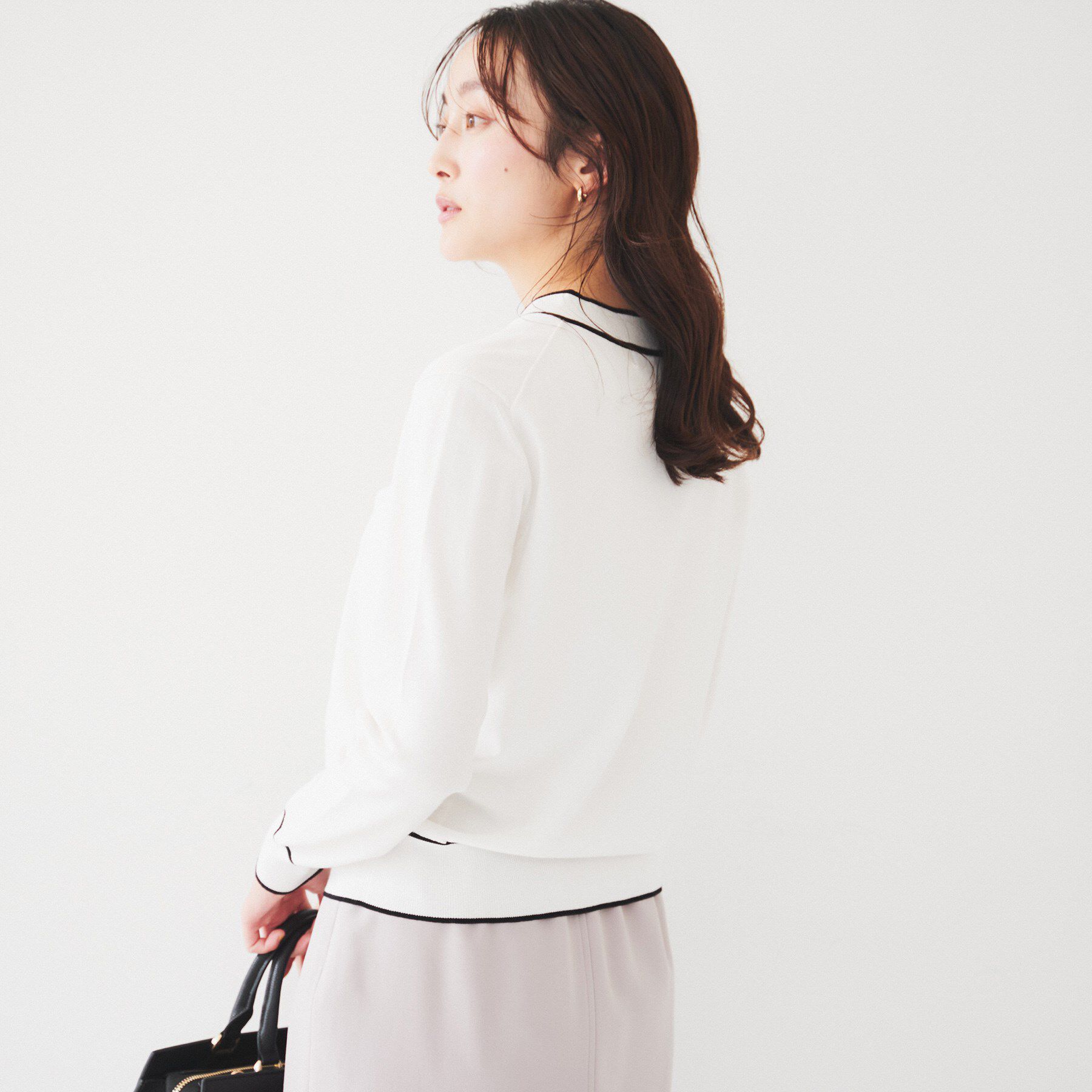 UNTITLED「【アンサンブル可能】ボウタイ 配色プルオーバーニット」|ニット・セーター|