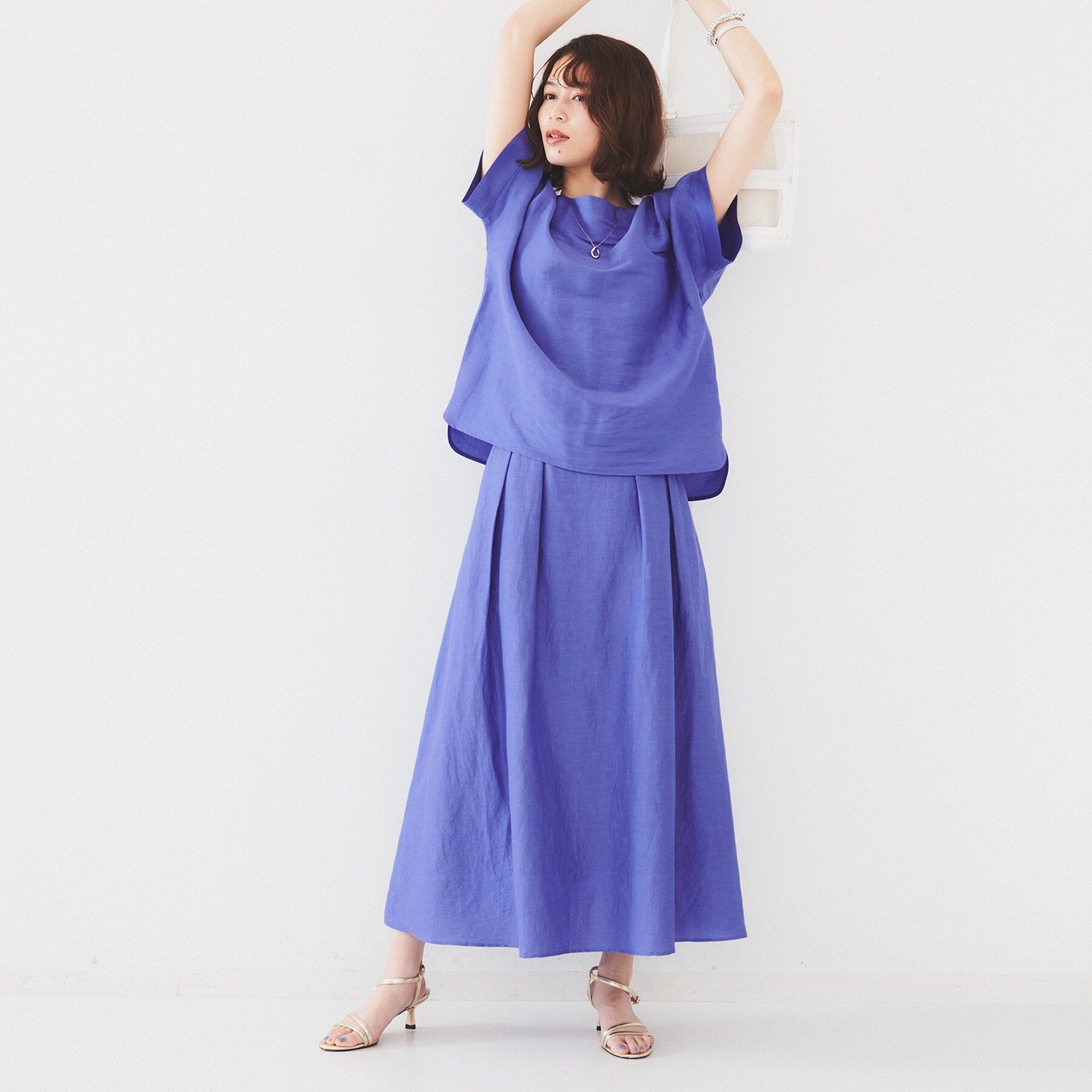 UNTITLED「【セットアップ可能/手洗い可】リネン混 ボートネックTブラウス」|シャツ・ブラウス|