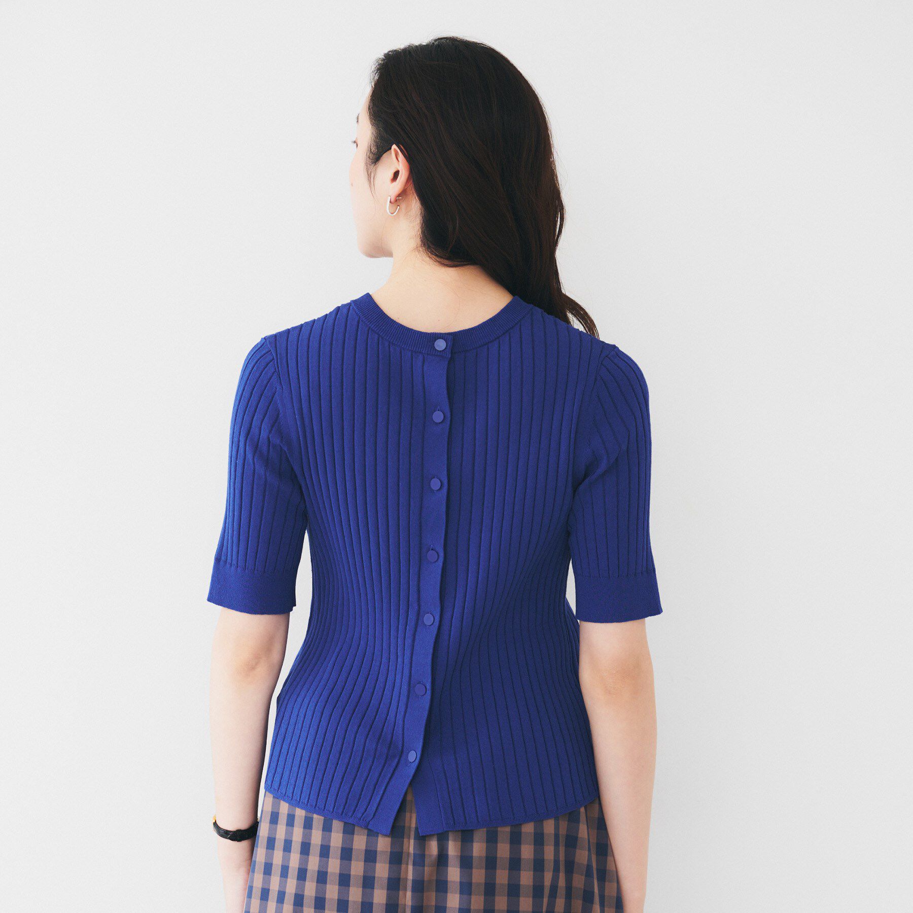 UNTITLED「【五分袖/タイト】コットンリネン2WAYニット」|ニット・セーター|