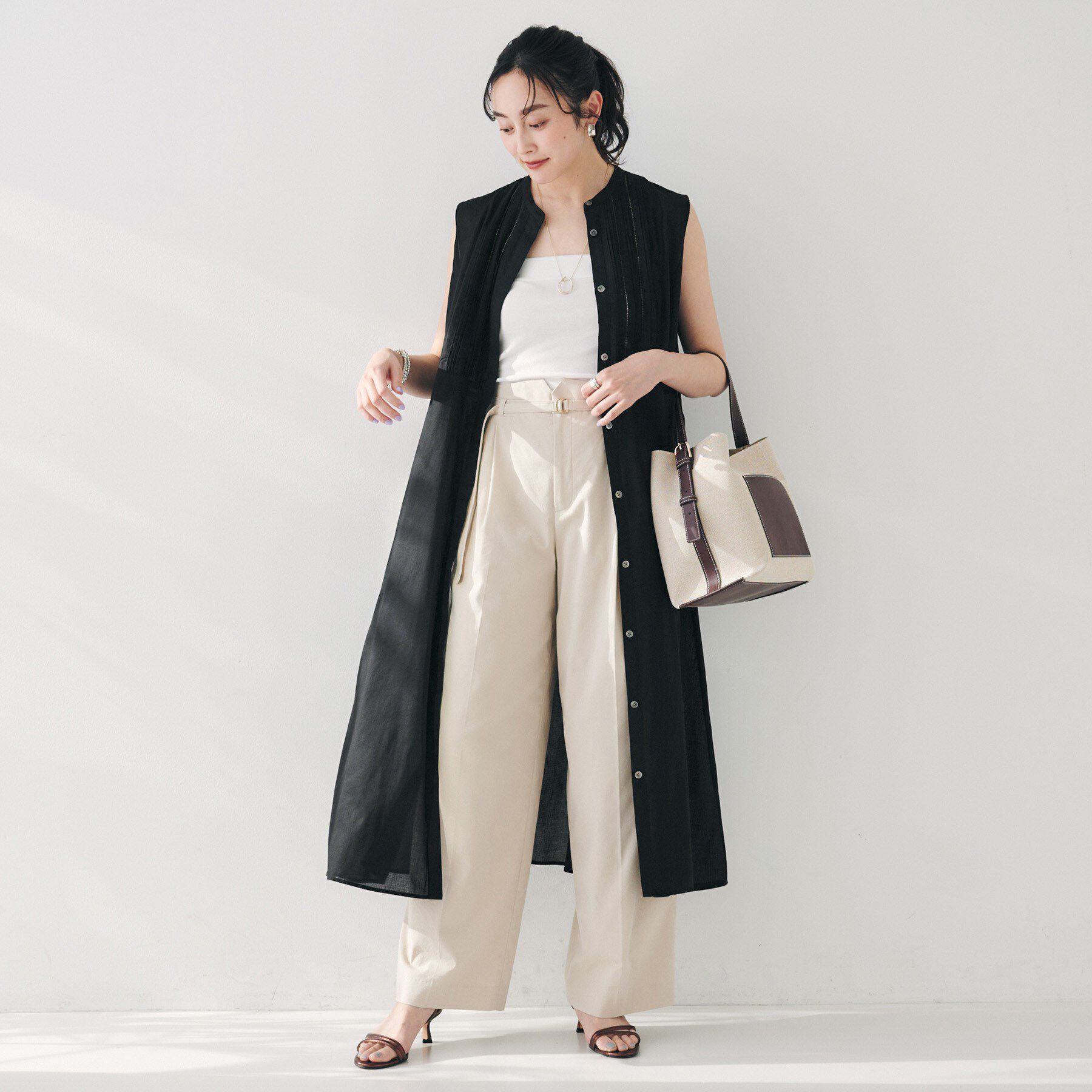 UNTITLED「【シアー/前開き/夏ワンピ】コットンピンタックワンピース」|ワンピース|