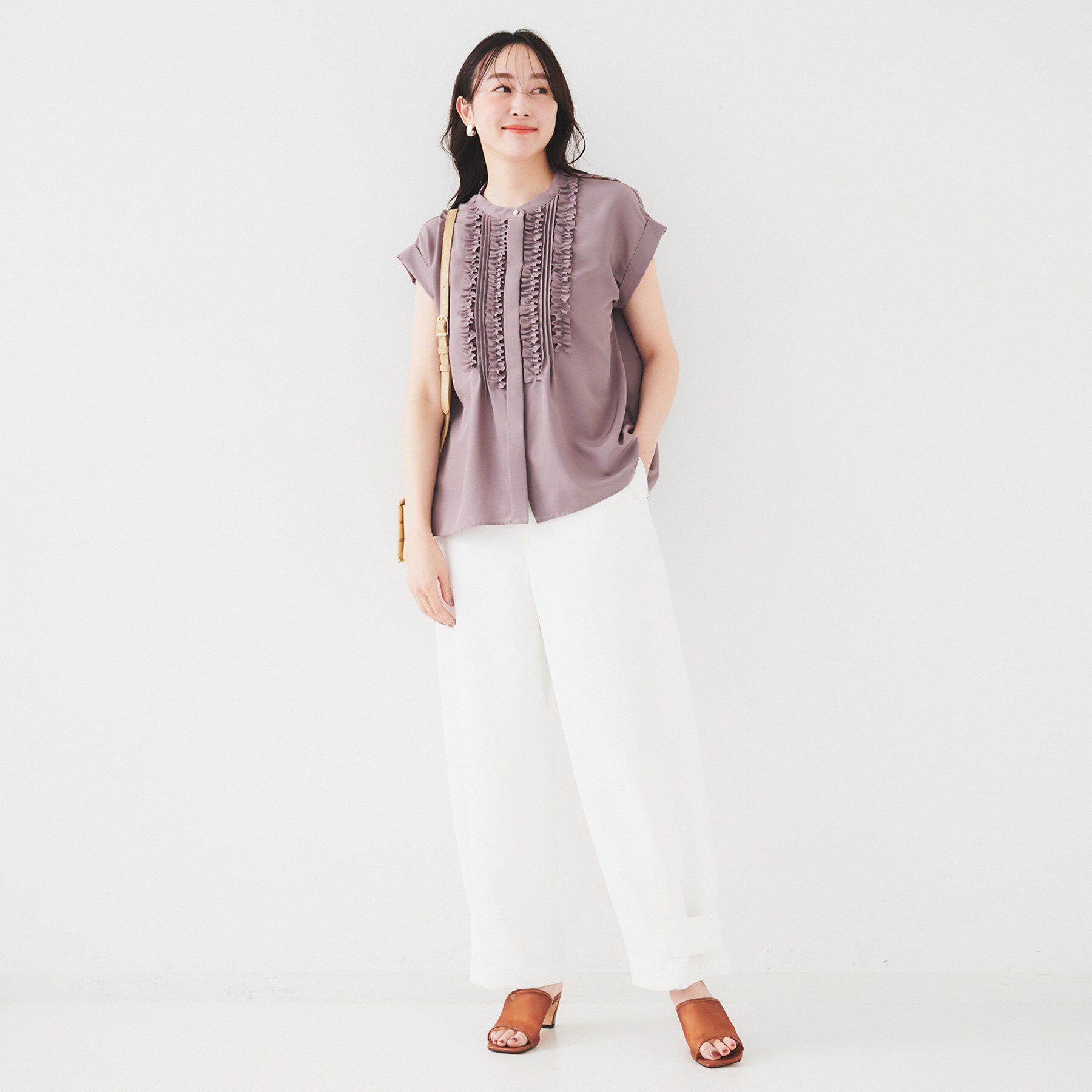 UNTITLED「【吸水速乾/UVケア】フィブリルフリルブラウス」|シャツ・ブラウス|