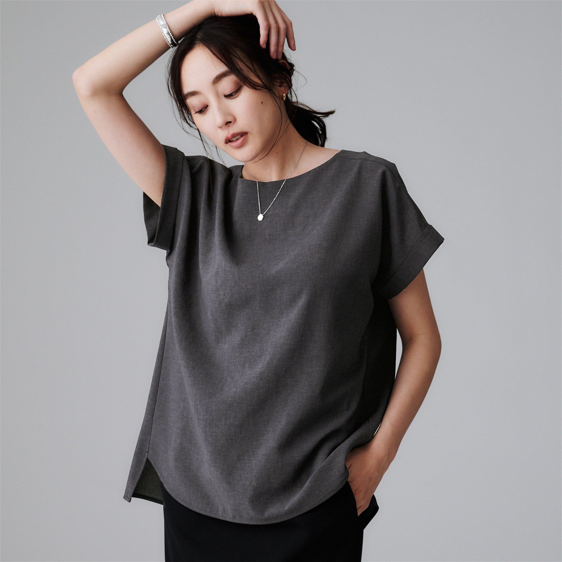 UNTITLED「【セットアップ可/はっ水/通勤】リラククール 半袖ブラウス」|シャツ・ブラウス|