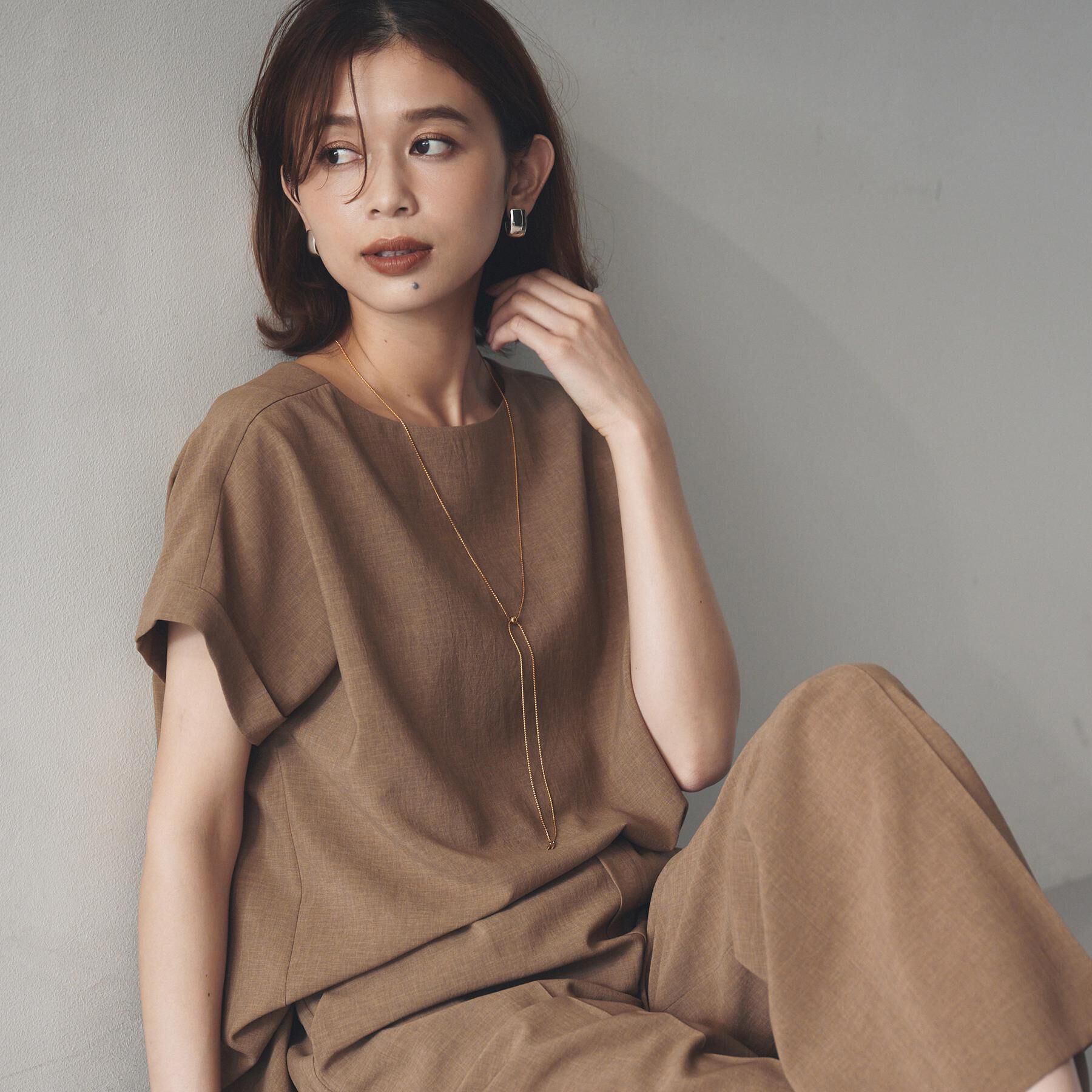 UNTITLED「【セットアップ可/はっ水/通勤】リラククール 半袖ブラウス」|シャツ・ブラウス|モカブラウン(042