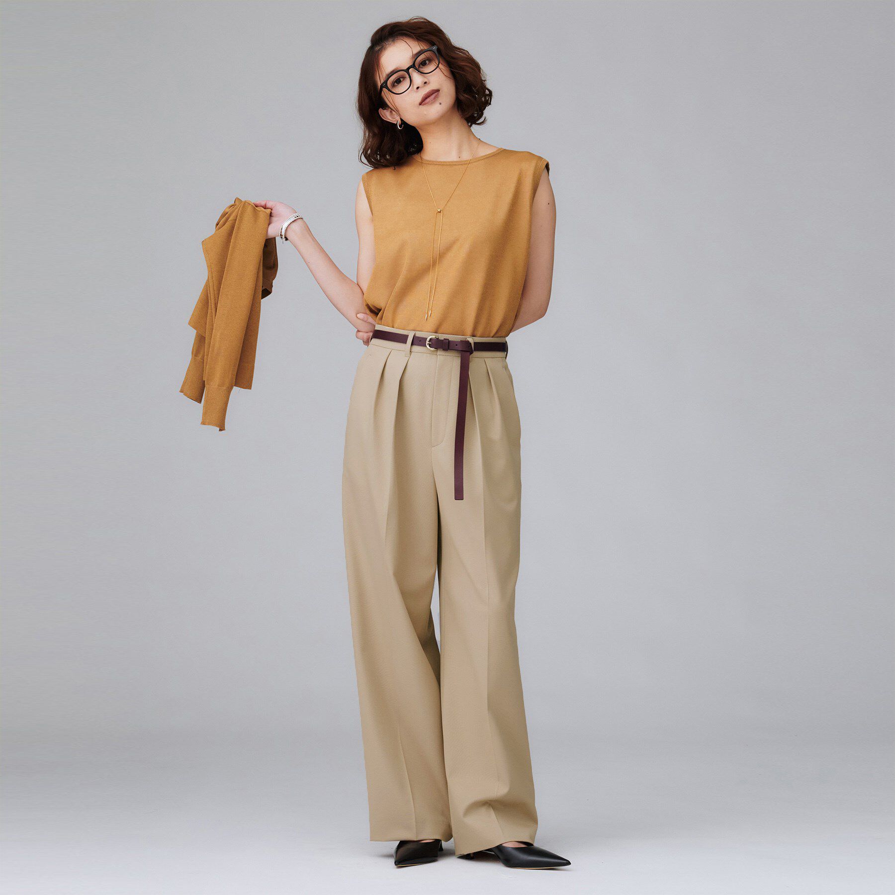 UNTITLED「【洗える/はっ水/後ろウエストゴム】ストレッチ2タックワイドパンツ」|その他|