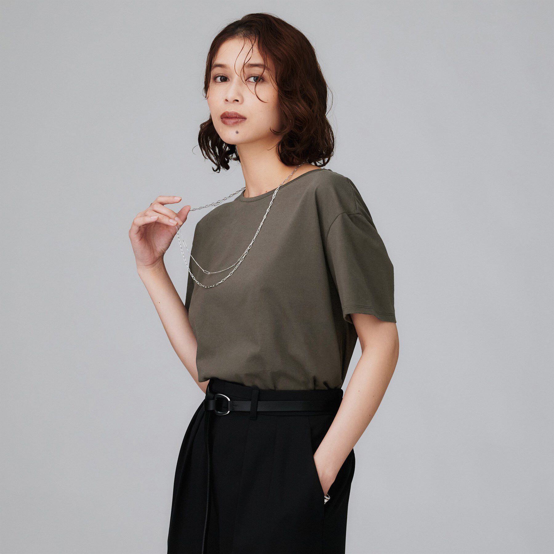 UNTITLED「【接触冷感／コットン100／洗える／Tシャツ】半袖天竺プルオーバー」|Tシャツ・カットソー|