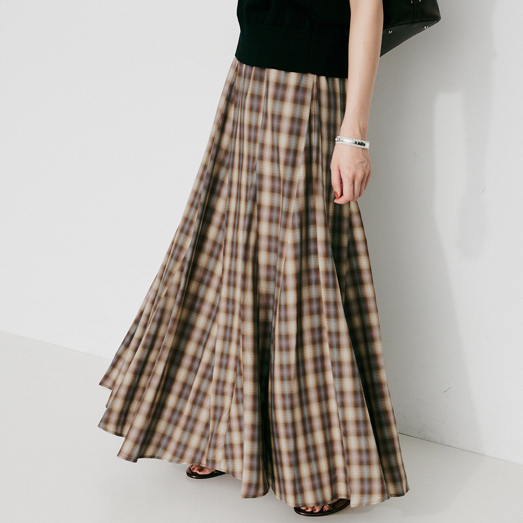 UNTITLED「【Munich】チェックフレアマキシスカート」|スカート|