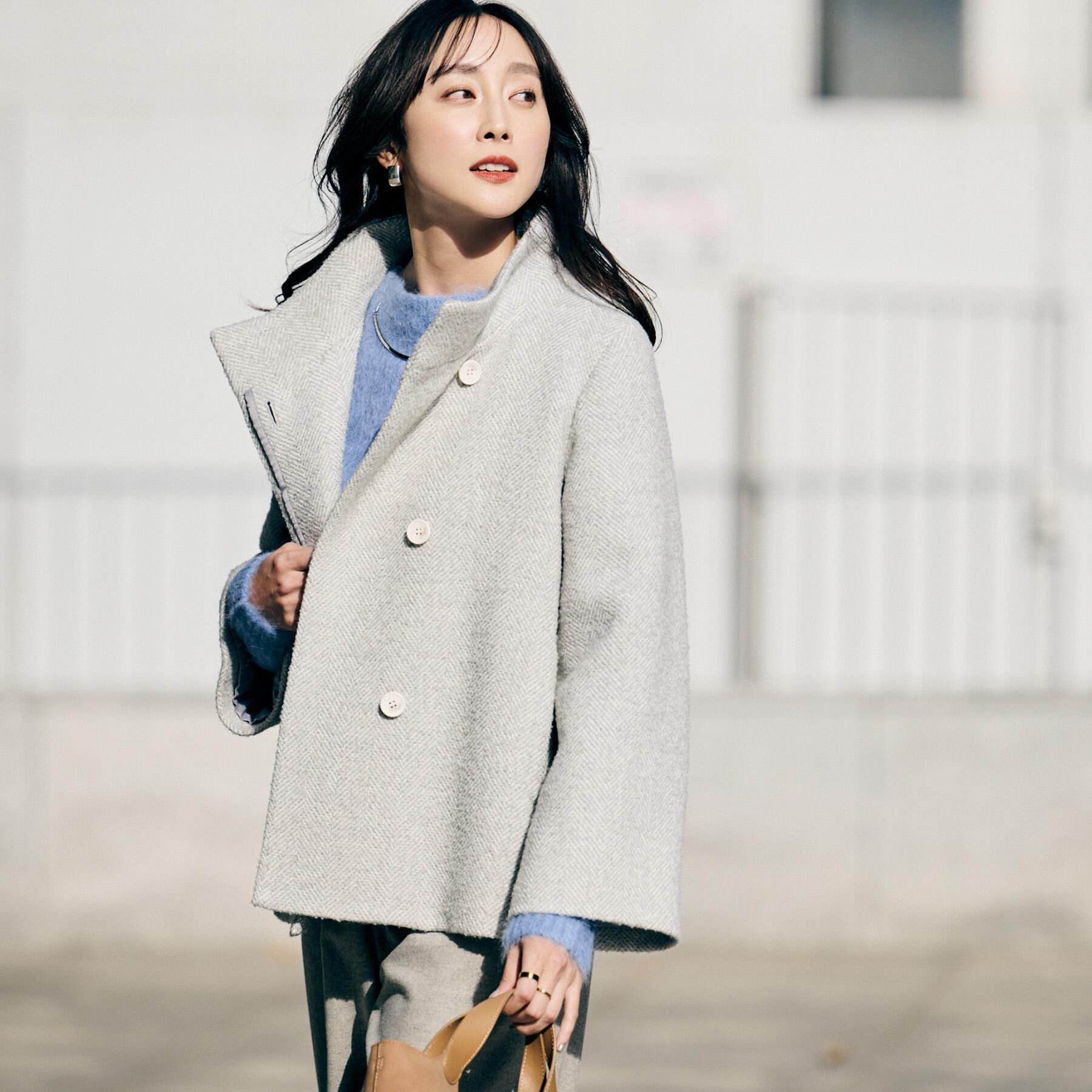 UNTITLED「【エレガント／ミディアウター】ミックスヘリンボンコート」|その他|ライトグレー(411