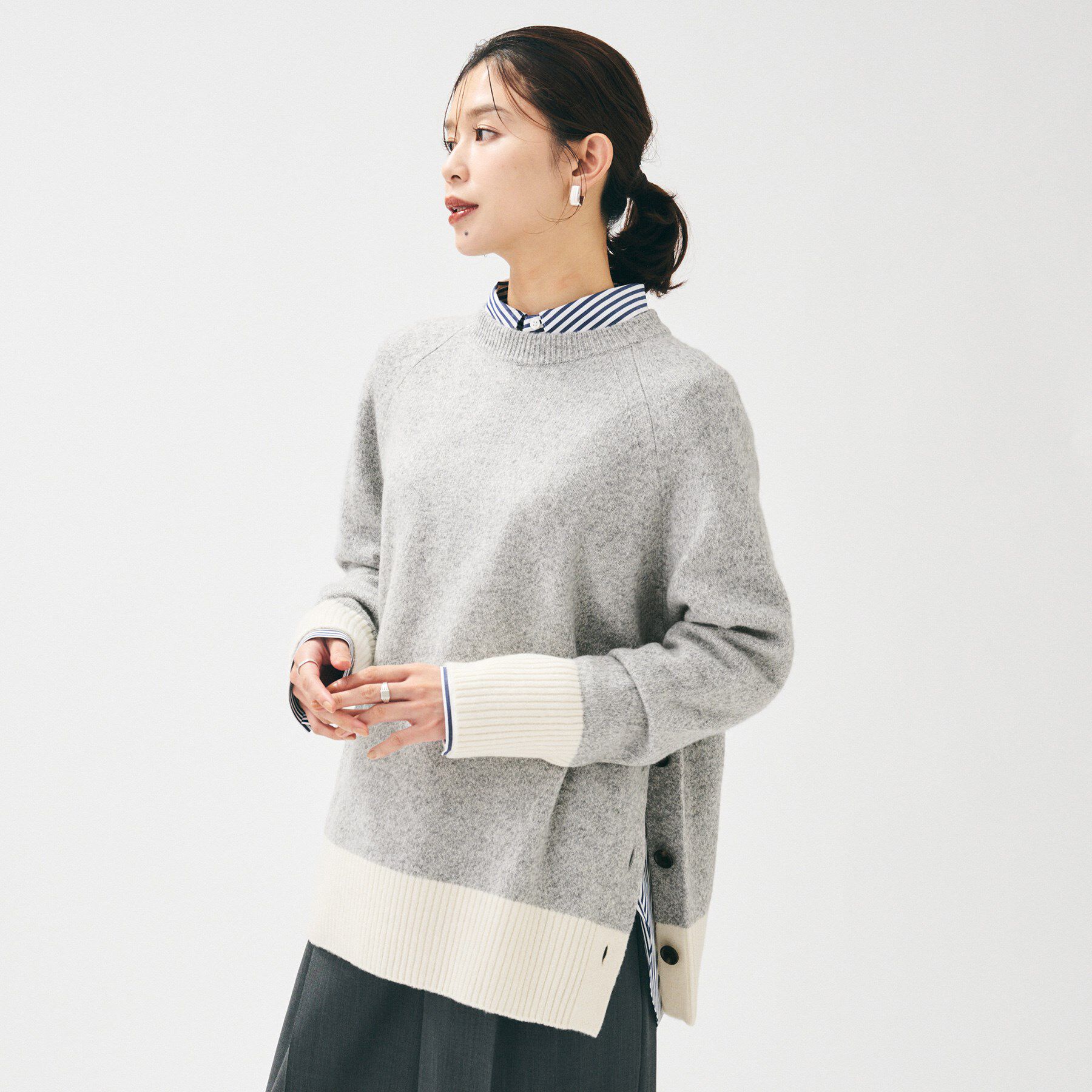 UNTITLED「【重ね着もおすすめ/洗える】ウールカシミヤ クルーネックニット」|ニット・セーター|