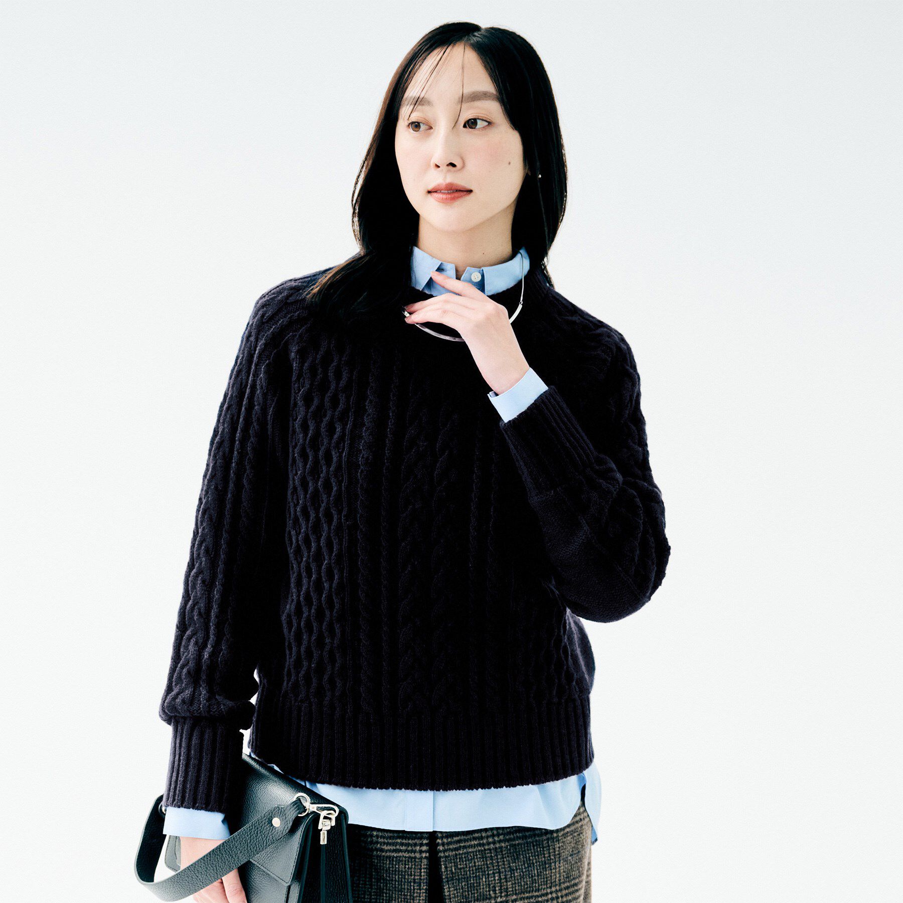 UNTITLED「【洗える】スポンディッシュ ケーブル柄ニット」|ニット・セーター|