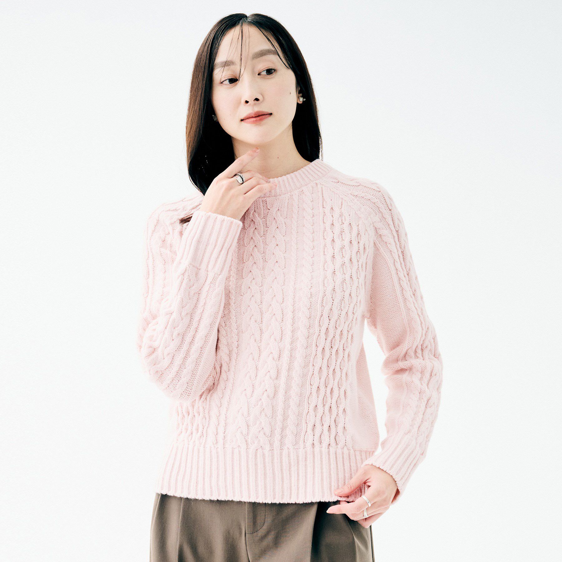 UNTITLED「【洗える】スポンディッシュ ケーブル柄ニット」|ニット・セーター|