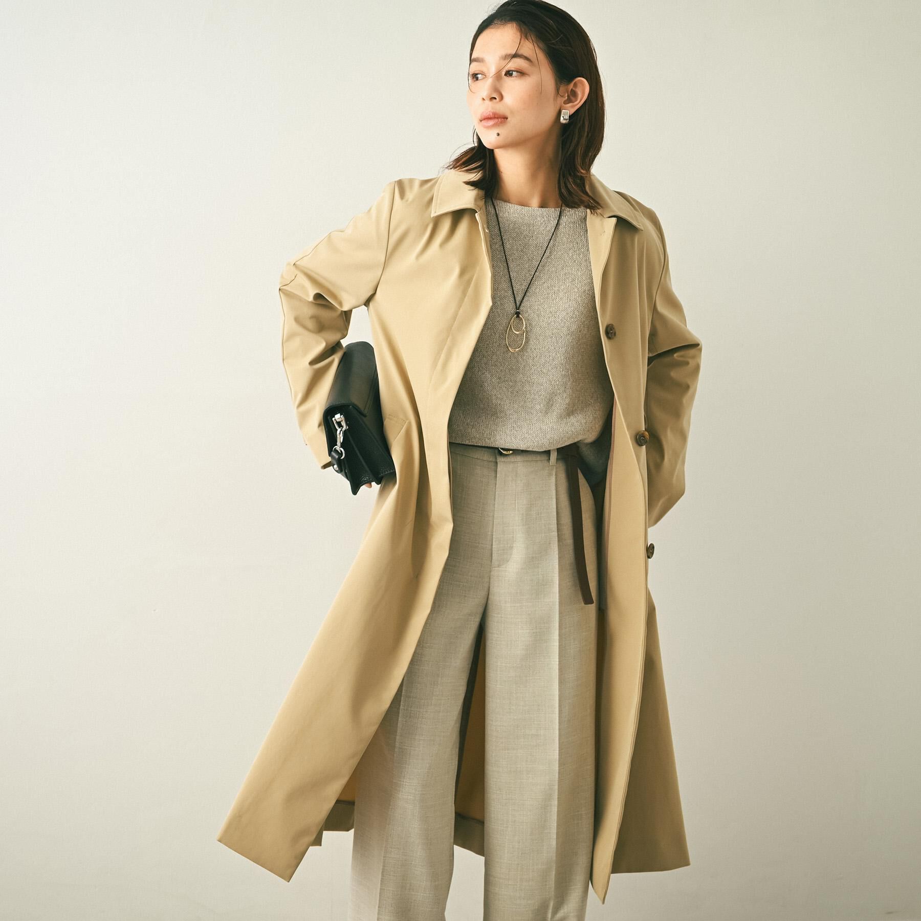 UNTITLED「【はっ水/洗える/セレモニーにも】タスランステンカラーコート」|ステンカラーコート|ベージュ(052)