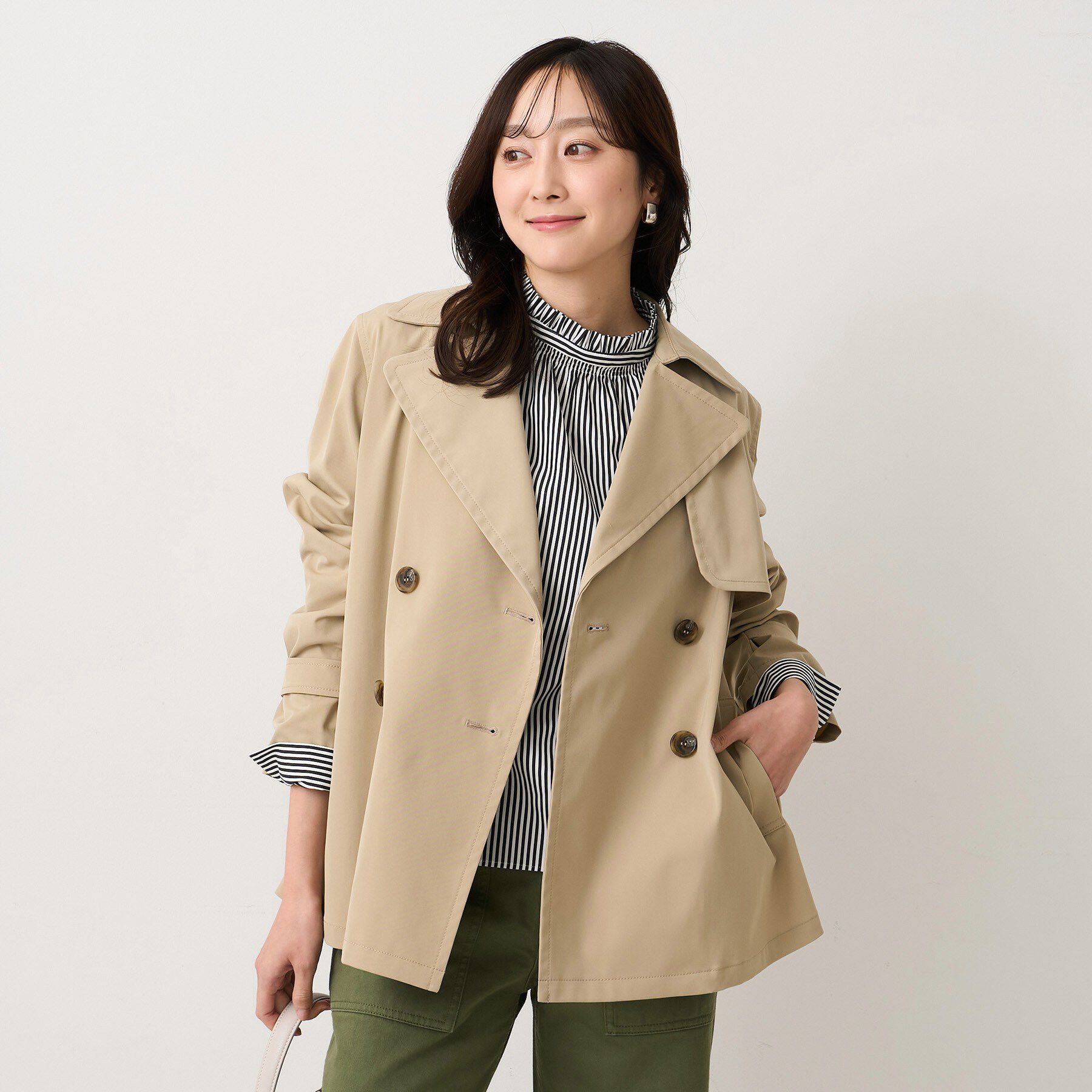 UNTITLED「【はっ水/洗える/セレモニーにも】タスランショートトレンチコート」|トレンチコート|