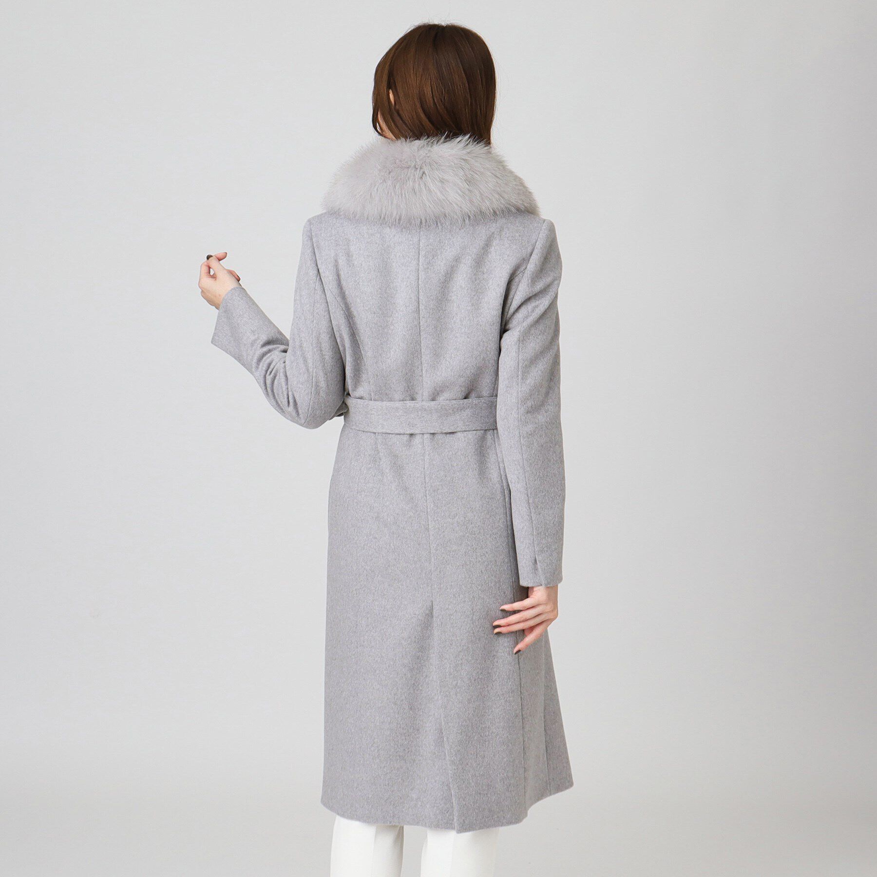 COUP DE CHANCE「【日本製／ブルーフォックスファー／カシミヤ混】ファー付ウールコート」|チェスターコート|