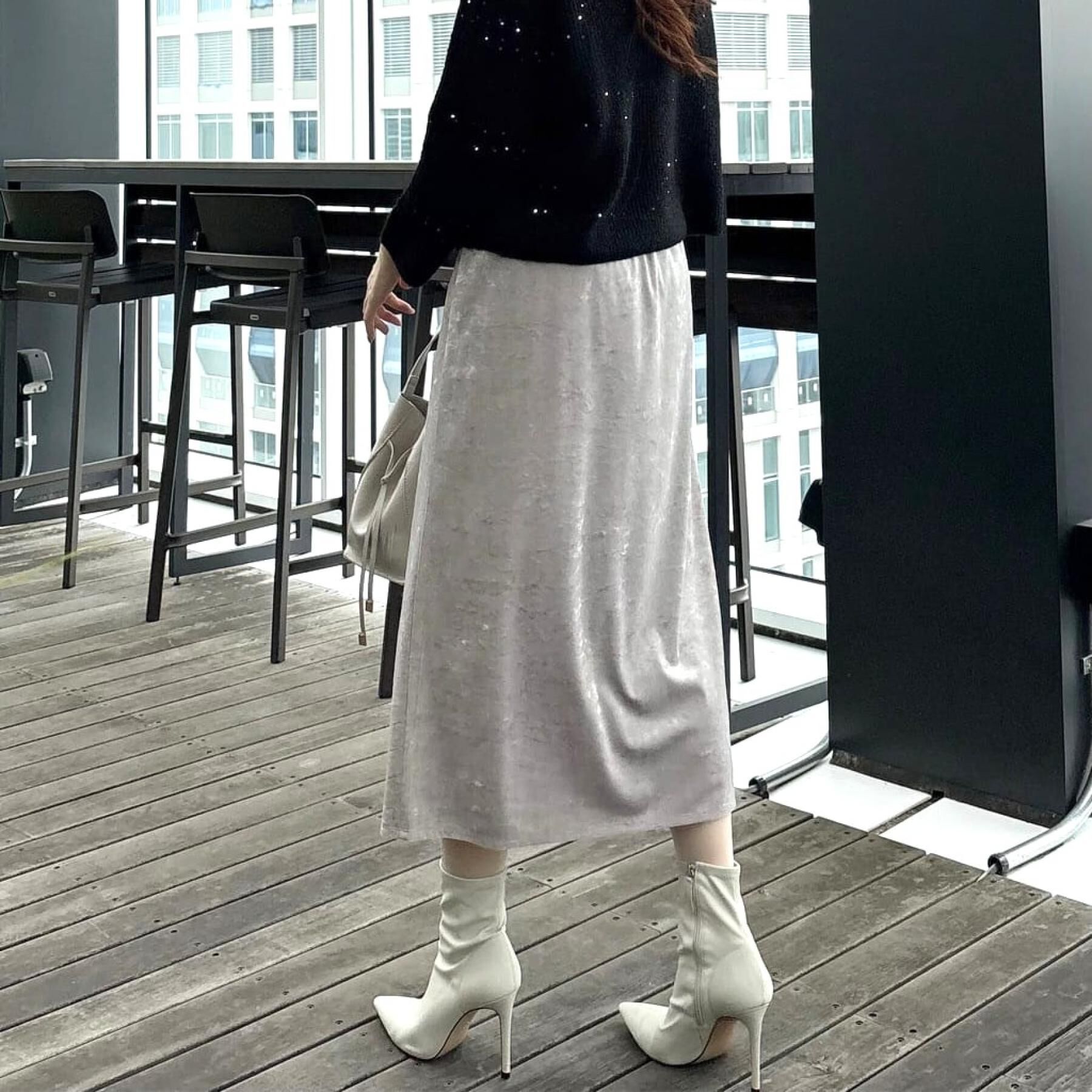 COUP DE CHANCE「【洗える／日本製／ウエストゴム】クラッシュベロアスカート」|スカート|