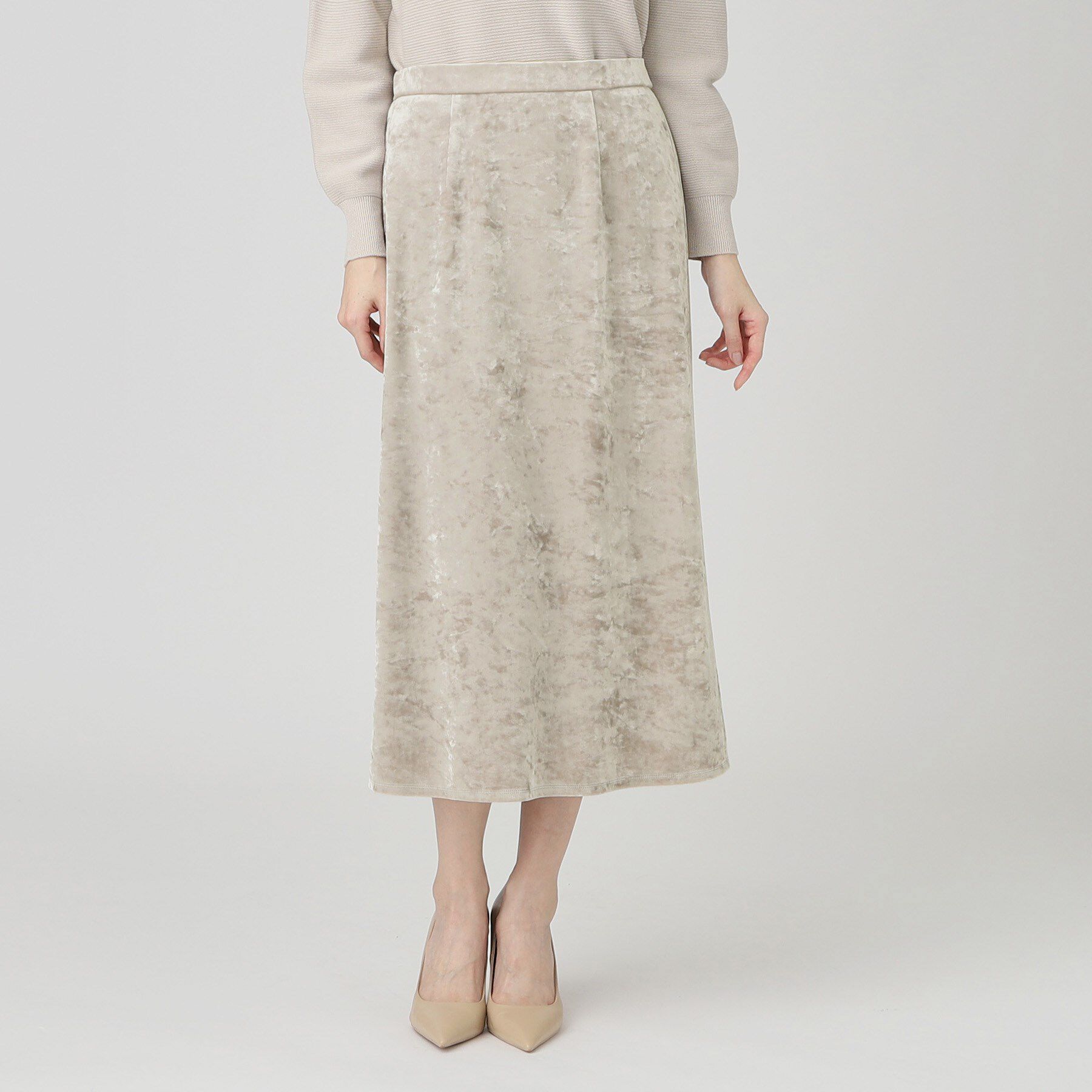 COUP DE CHANCE「【洗える／日本製／ウエストゴム】クラッシュベロアスカート」|スカート|