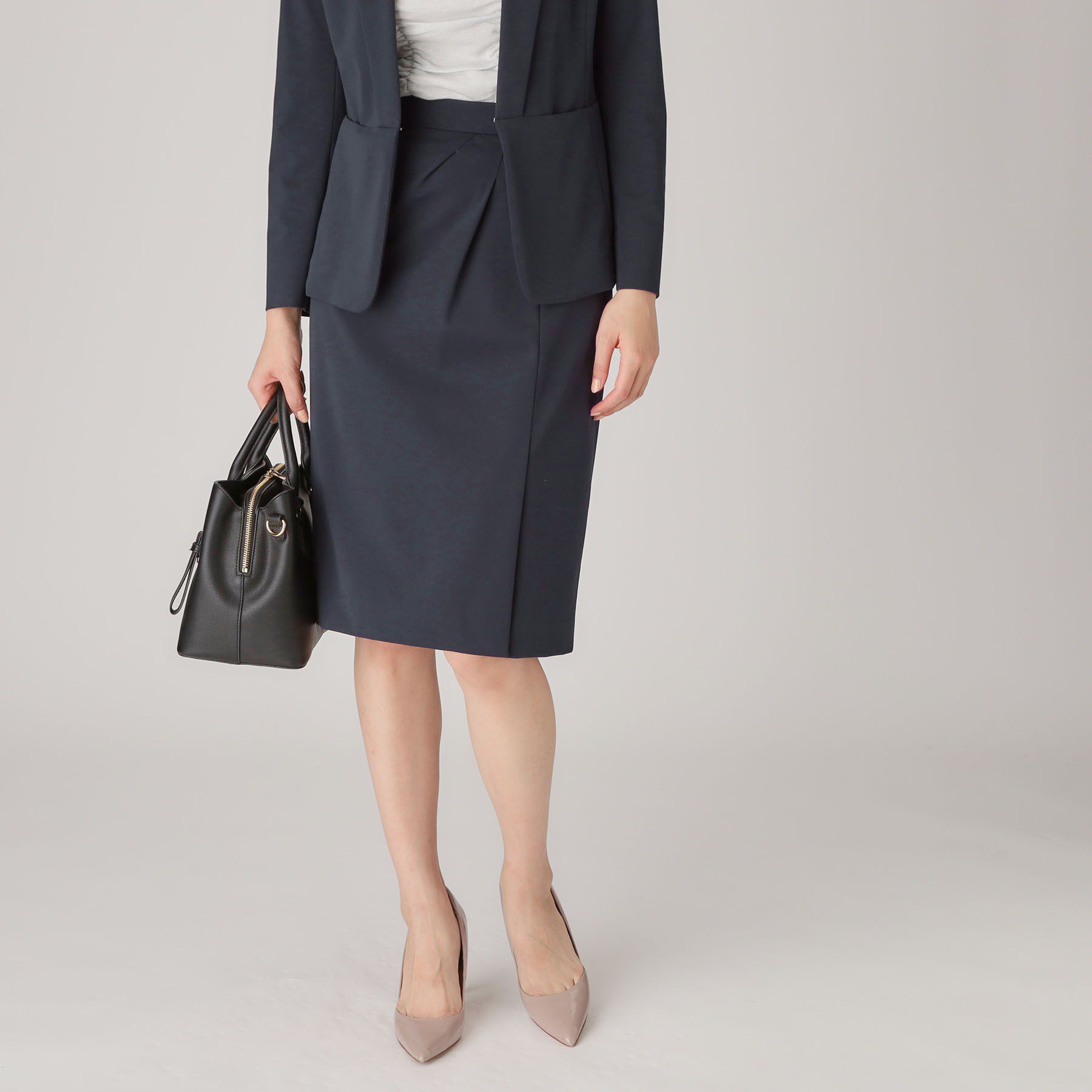 COUP DE CHANCE「【洗える／日本製／ジャージ素材】ラップ風タイトスカート」|スカート|ネイビー(094)