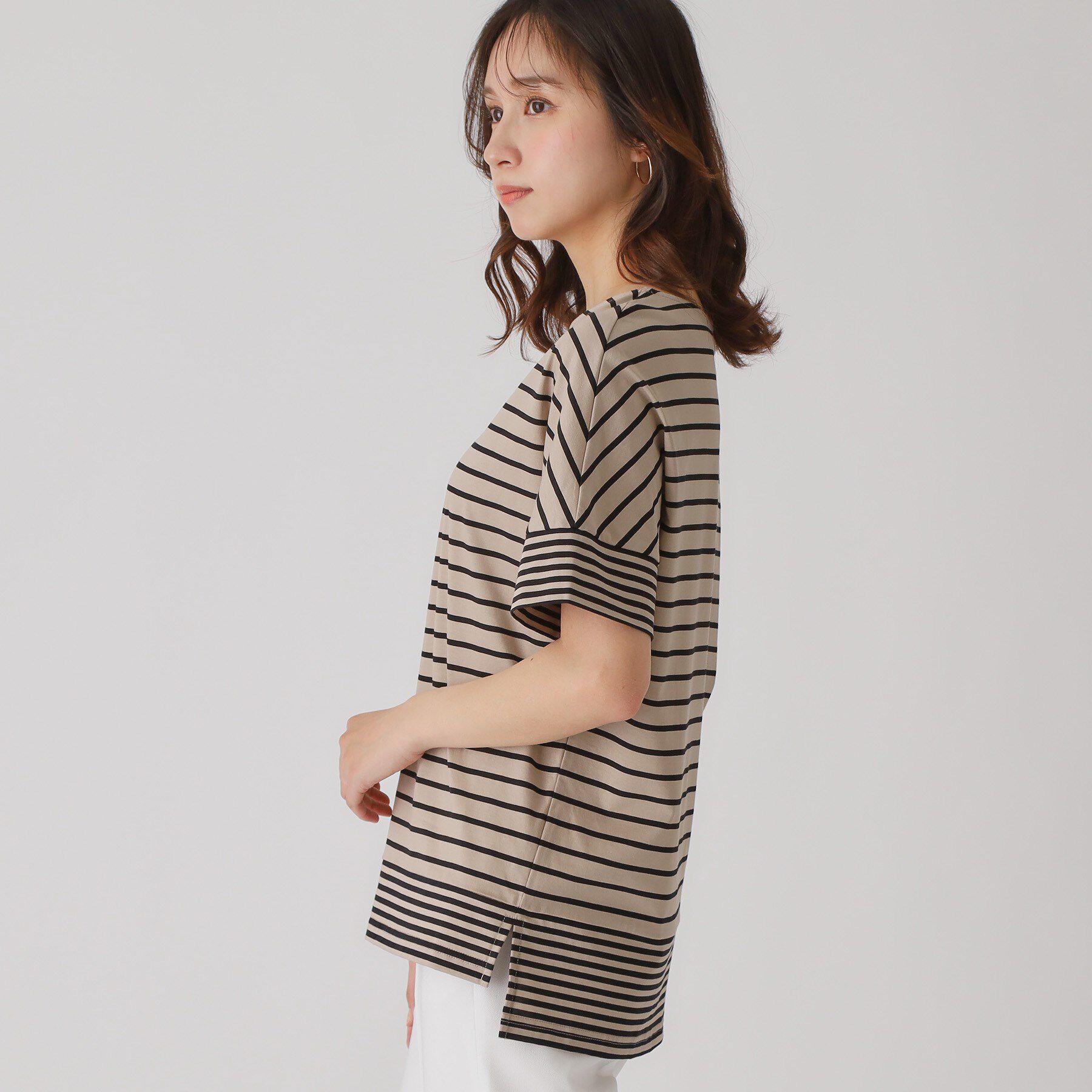 COUP DE CHANCE「【洗える／日本製】ボーダー切替デザイントップス」|Tシャツ・カットソー|