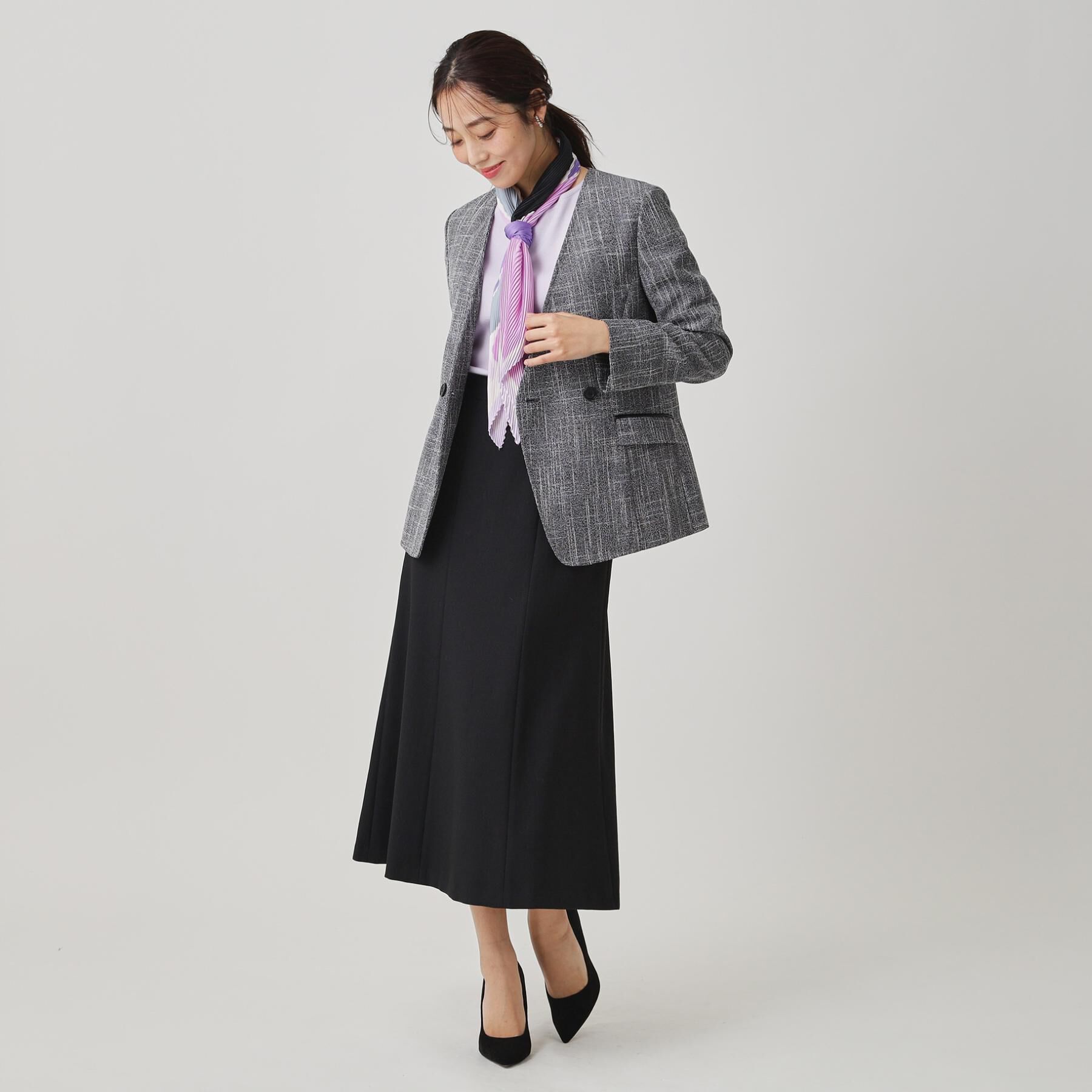 COUP DE CHANCE「【手洗い可／日本製／裏無し／セットアップ可】ツィード見えノーカラージャケット」|ノーカラージャケット|