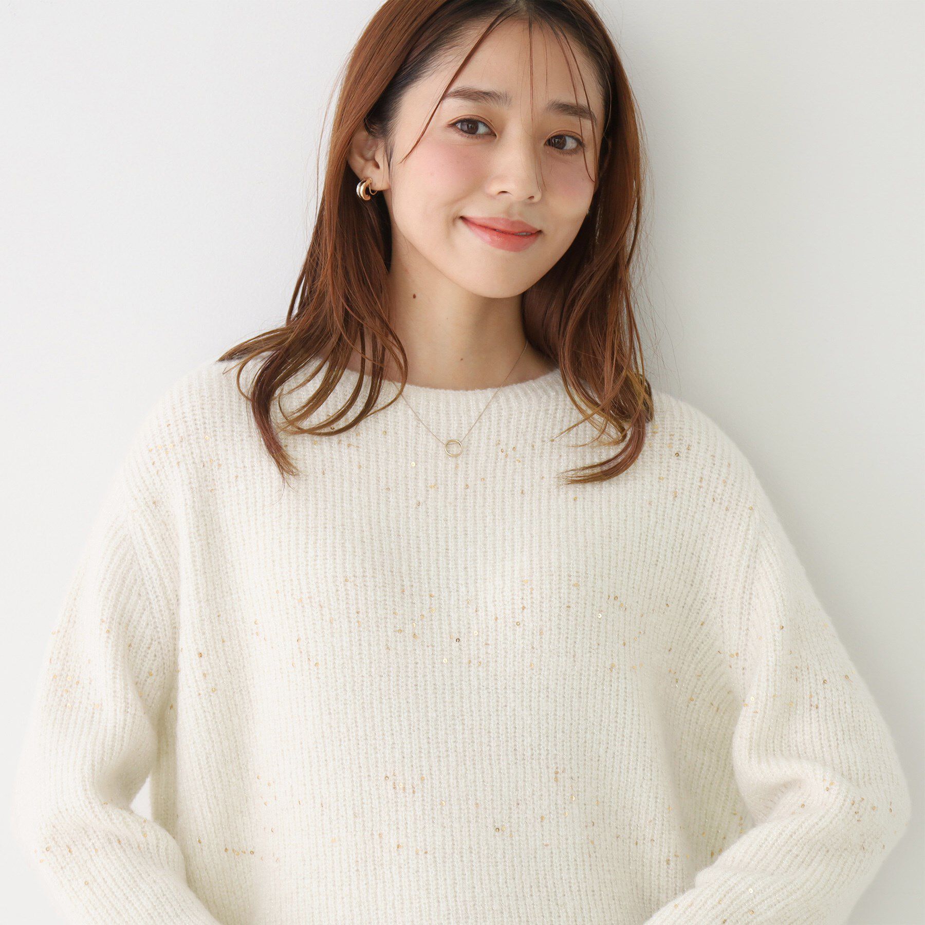 COUP DE CHANCE「【手洗い可】スパンコール付ニットトップス」|ニット・セーター|