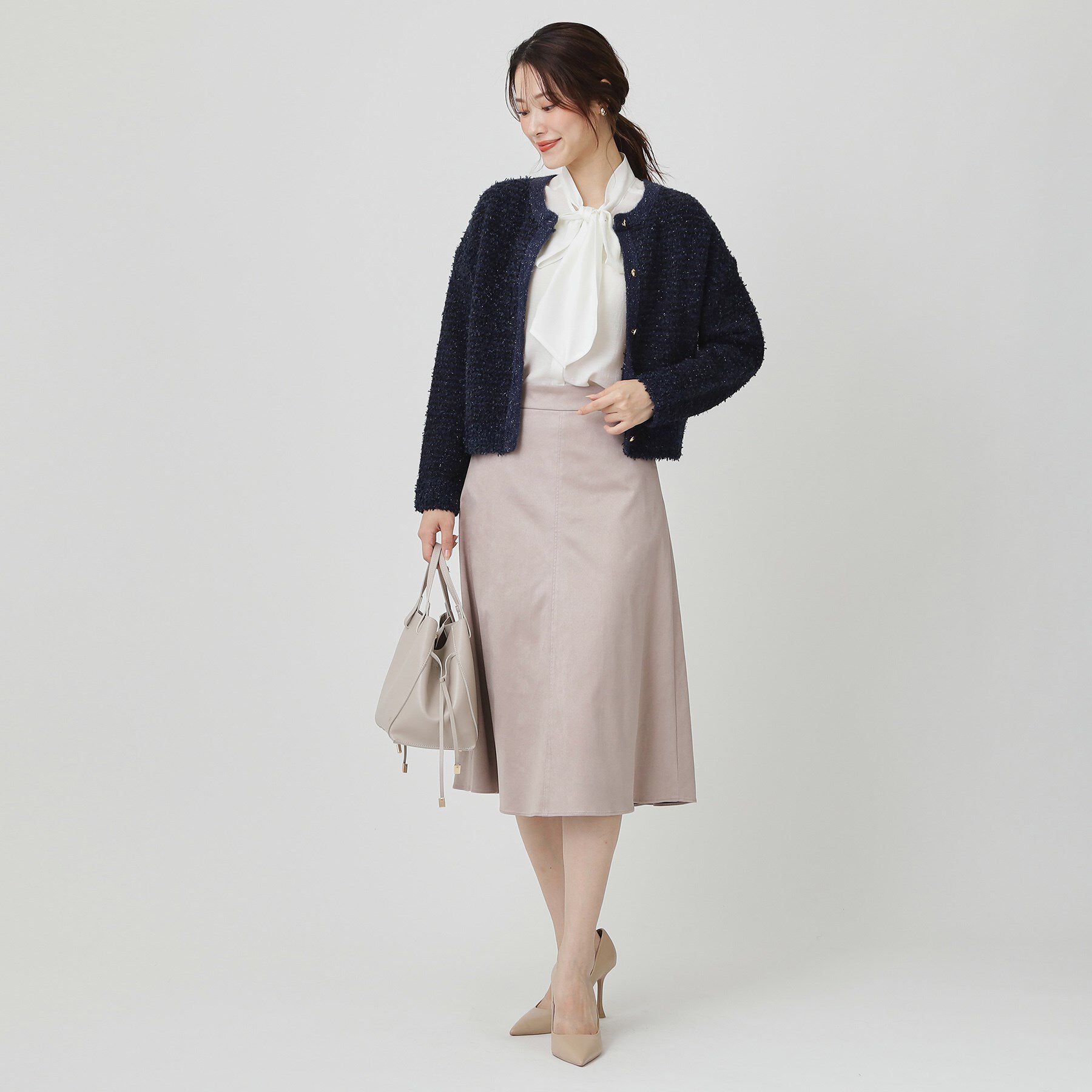 COUP DE CHANCE「【手洗い可】ラメフェザーのニットカーディガン」|カーディガン|