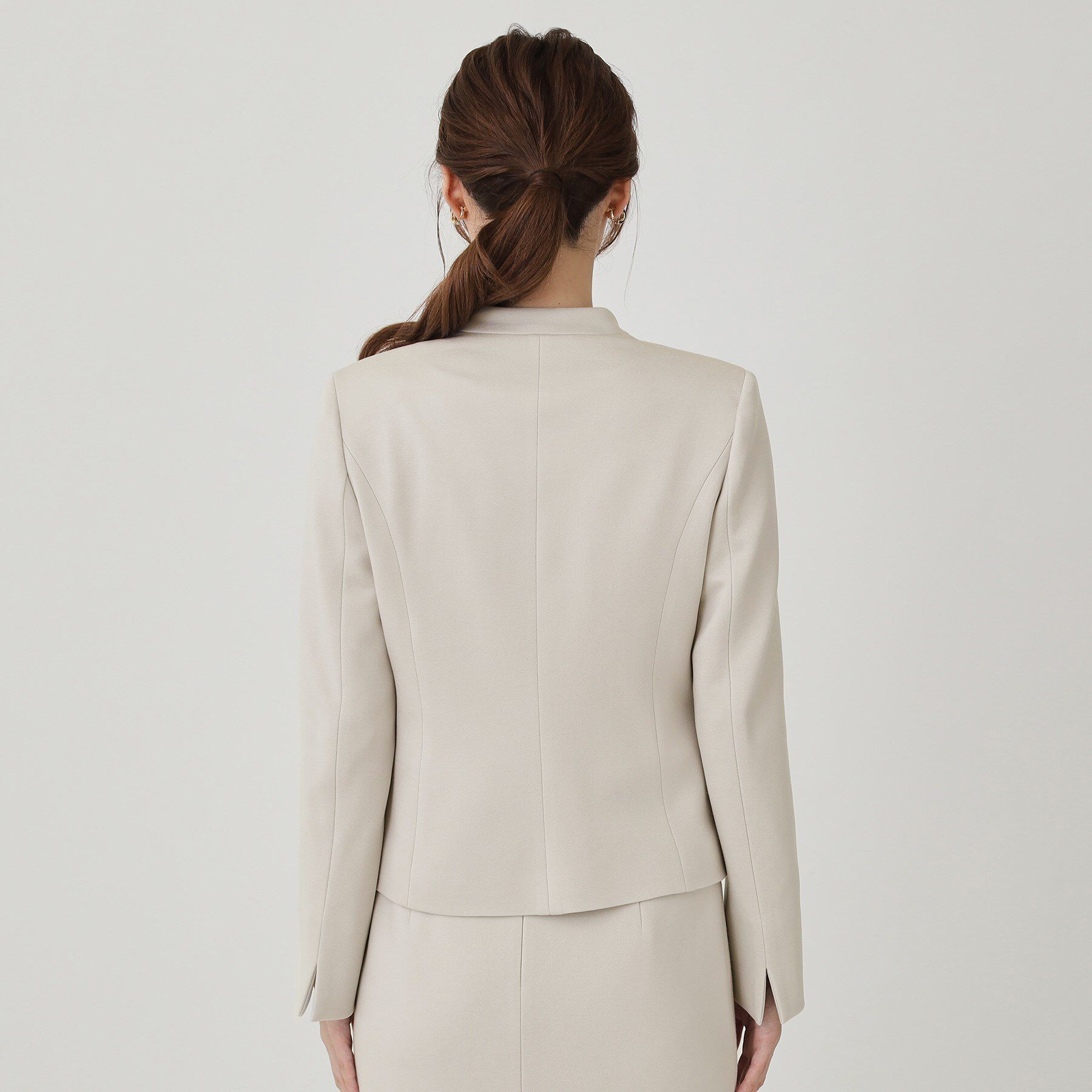 COUP DE CHANCE「【日本製／セットアップ可】ジャージ素材のカラーレスジャケット」|ノーカラージャケット|