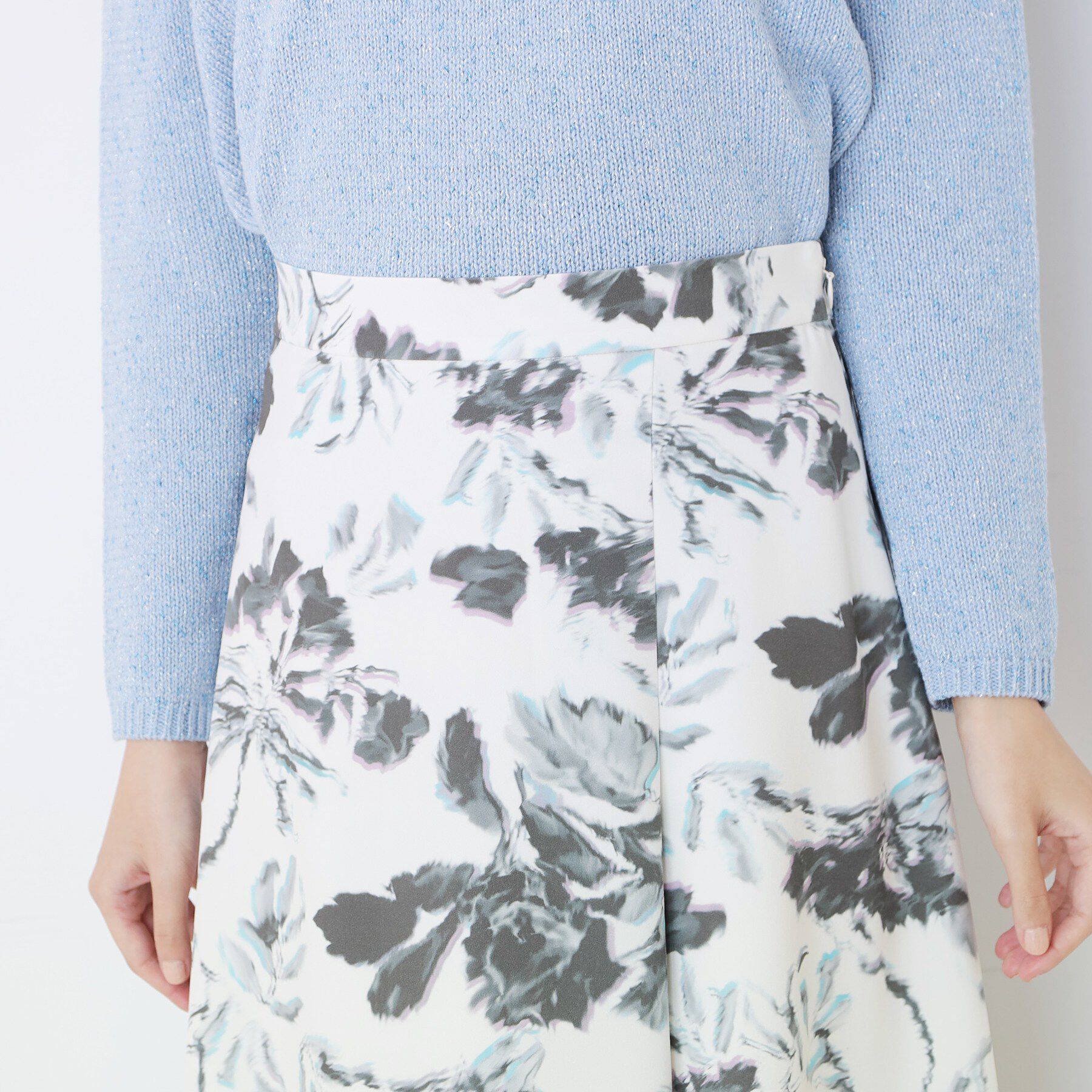 COUP DE CHANCE「【手洗い可／日本製／ウエスト後ろゴム】フラワー柄フレアスカート」|スカート|